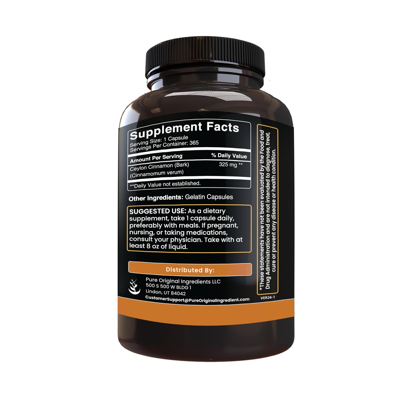 Pure Original Ingredients Ceylon Cinnamon Ground Capsules 365