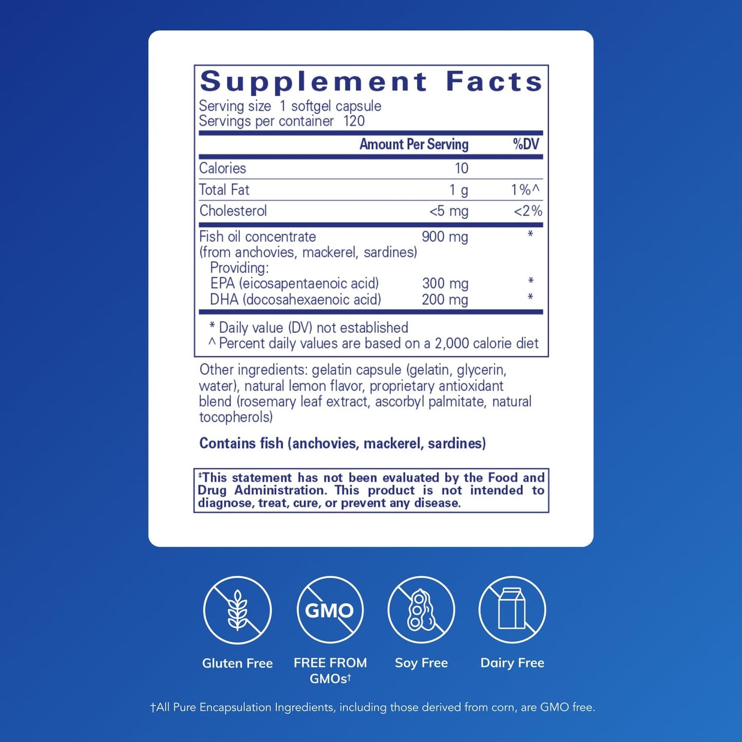 Pure Encapsulations EPA/DHA with Lemon Softgels, 120 Count