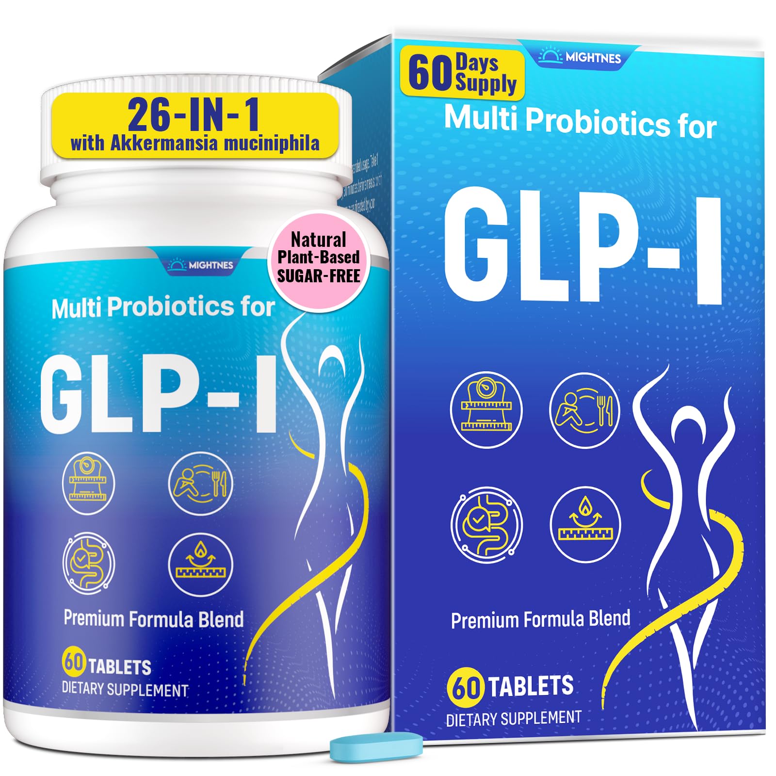 Mightnes GLP-1 Supplement for Women & Men, 60-Count Tablets