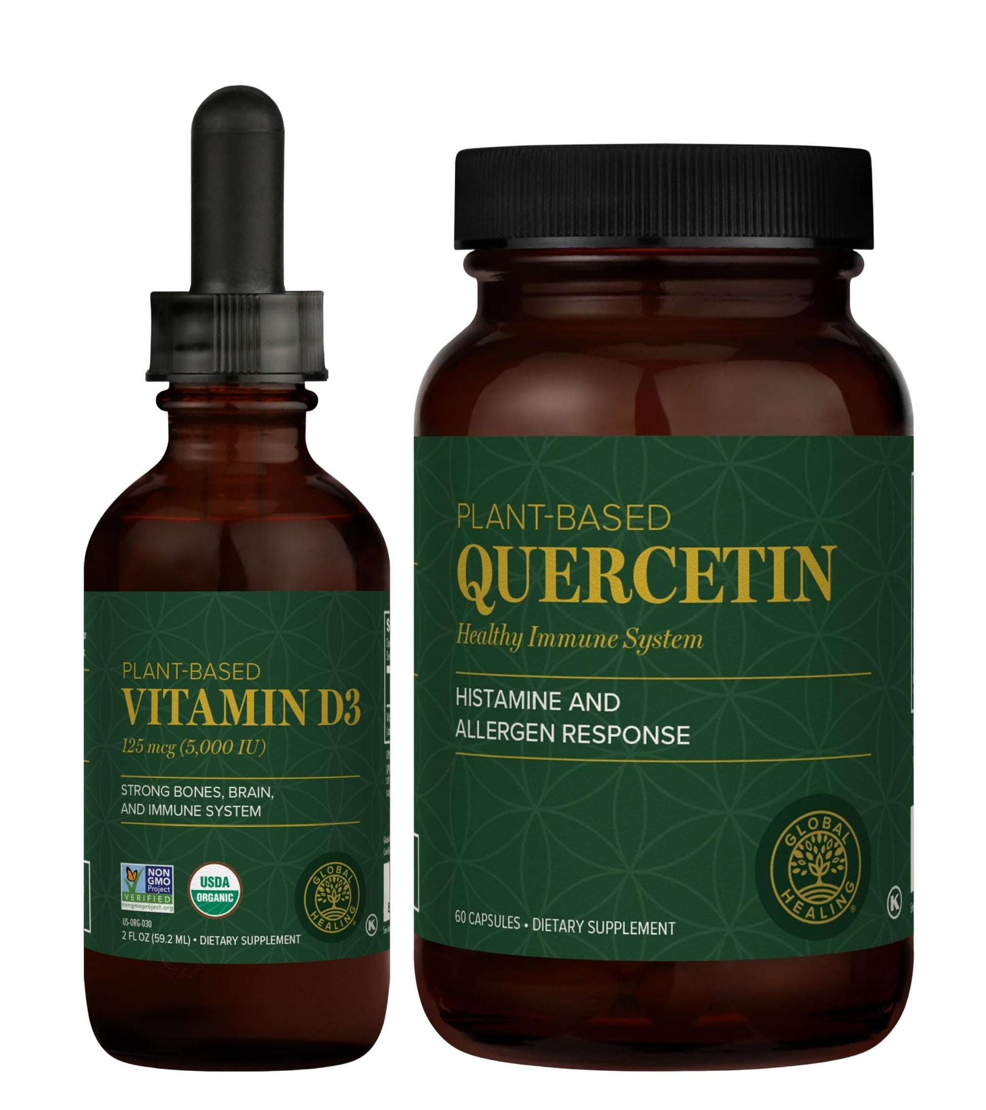 Global Healing Center Vitamin D3 5000IU & Quercetin 250mg Capsules, 60 Capsules