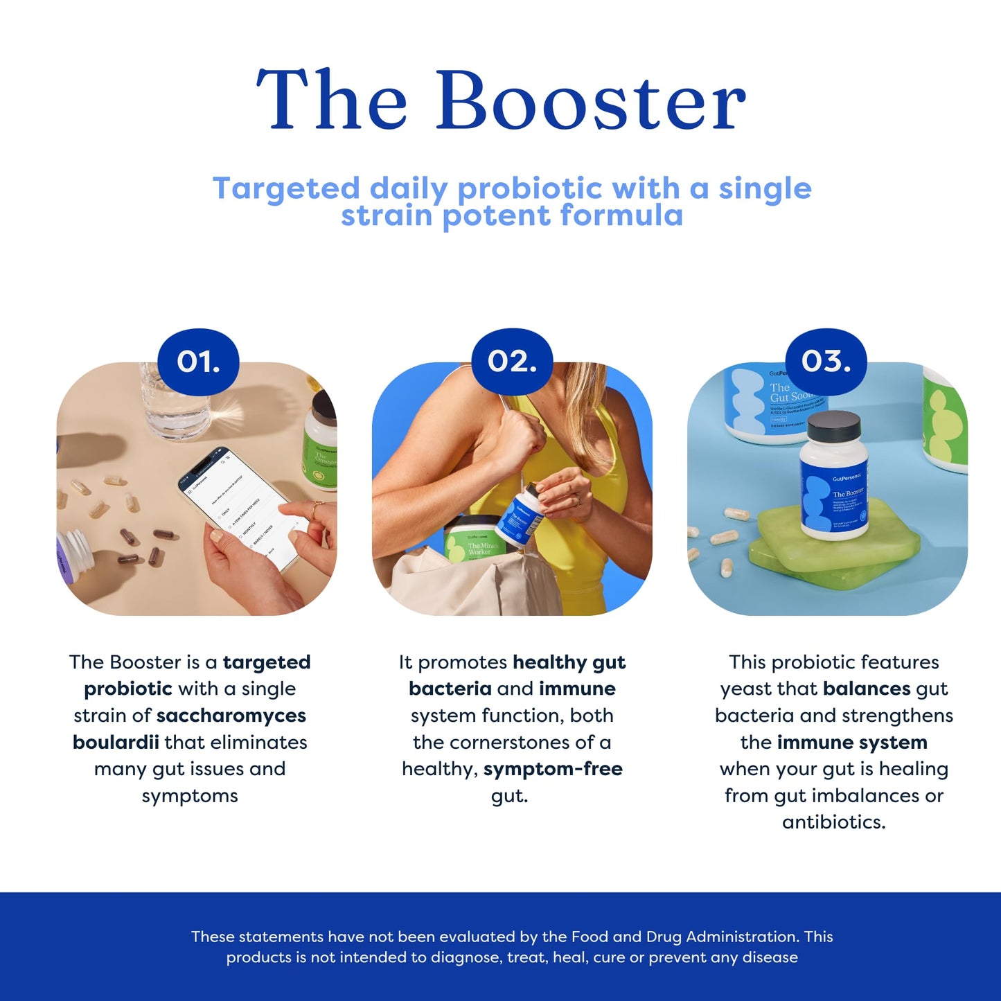 GutPersonal The Booster Targeted Probiotic for Gut Health: Boost Good Bacteria, Reduce Bad Bacteria, and Support The Immune System with 5 Billion CFU Saccharomyces Boulardii Capsule, 1 Count