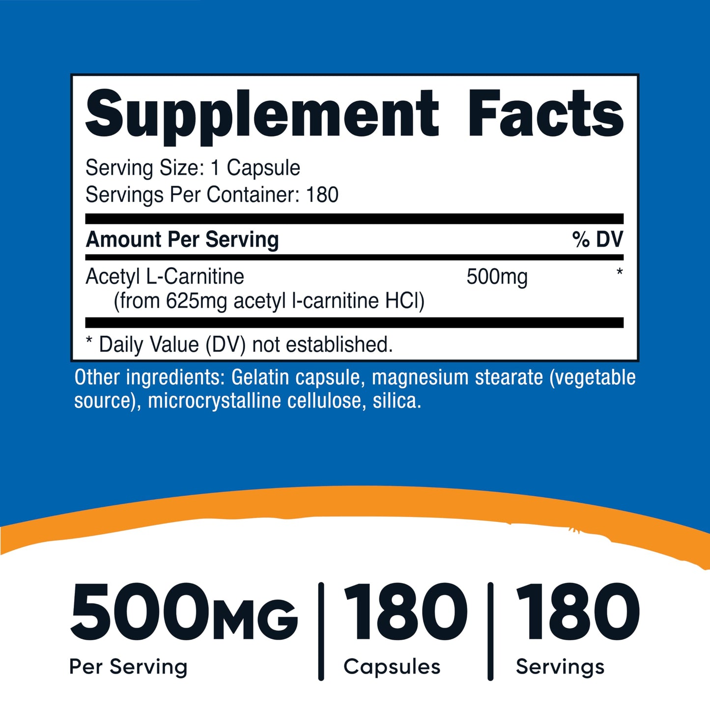 Nutricost Acetyl L-Carnitine (ALCAR) 500mg Capsules, 180 Count