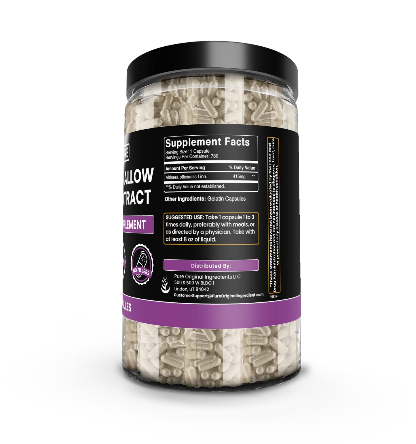 PURE ORIGINAL INGREDIENTS Marshmallow Root Capsule, 730 Count