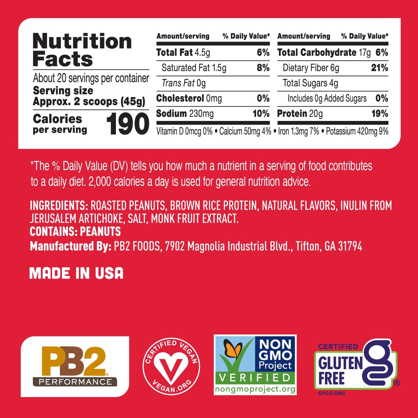 PB2 Performance Peanut Plant Based Vegan Protein Powder 32 Servings