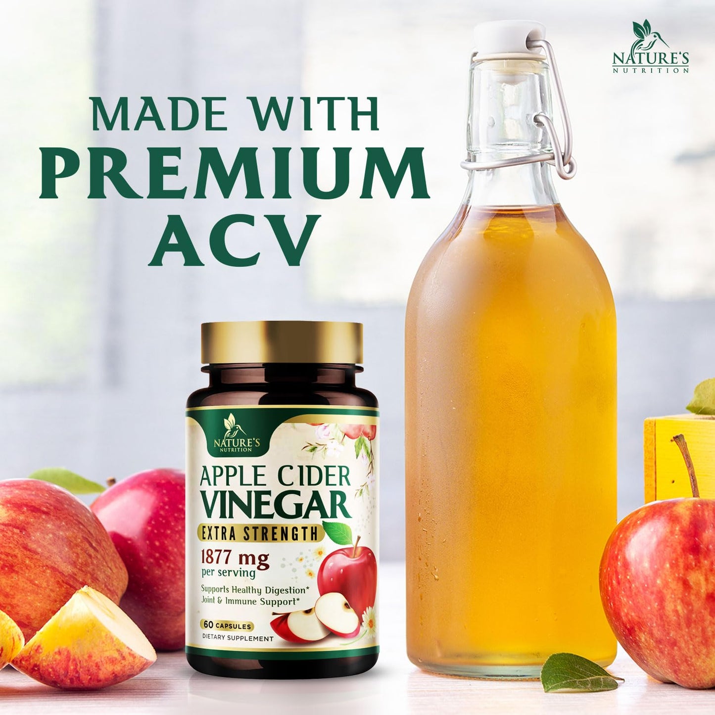 Nature's Nutrition Apple Cider Vinegar Capsules 60 Capsules