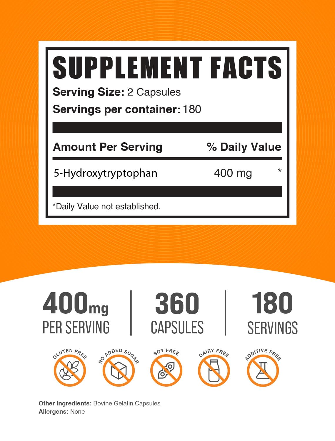 BulkSupplements 5-HTP Capsules 360 Capsules