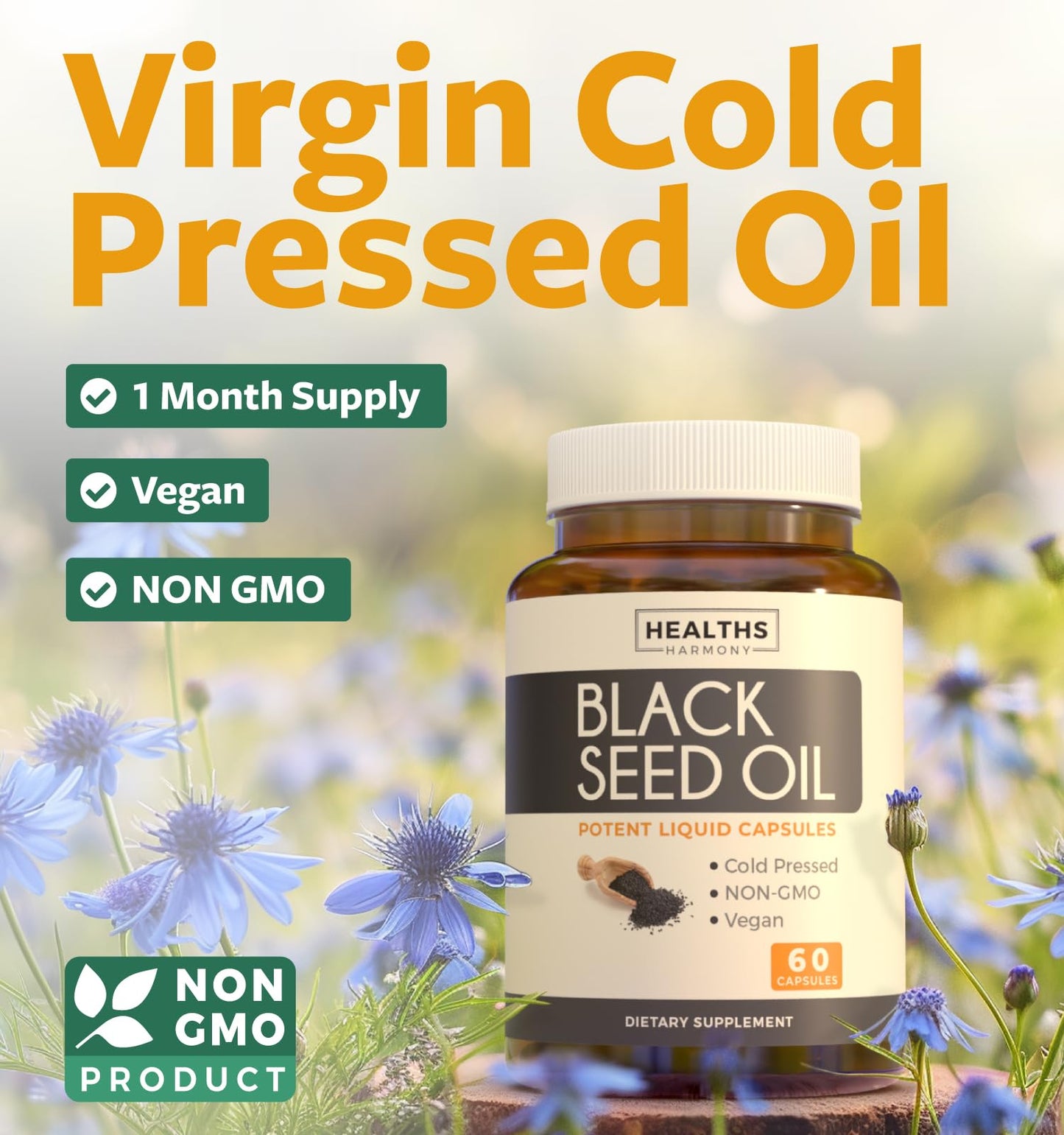 Healths Harmony Black Seed Oil Softgel Capsules 60 Count