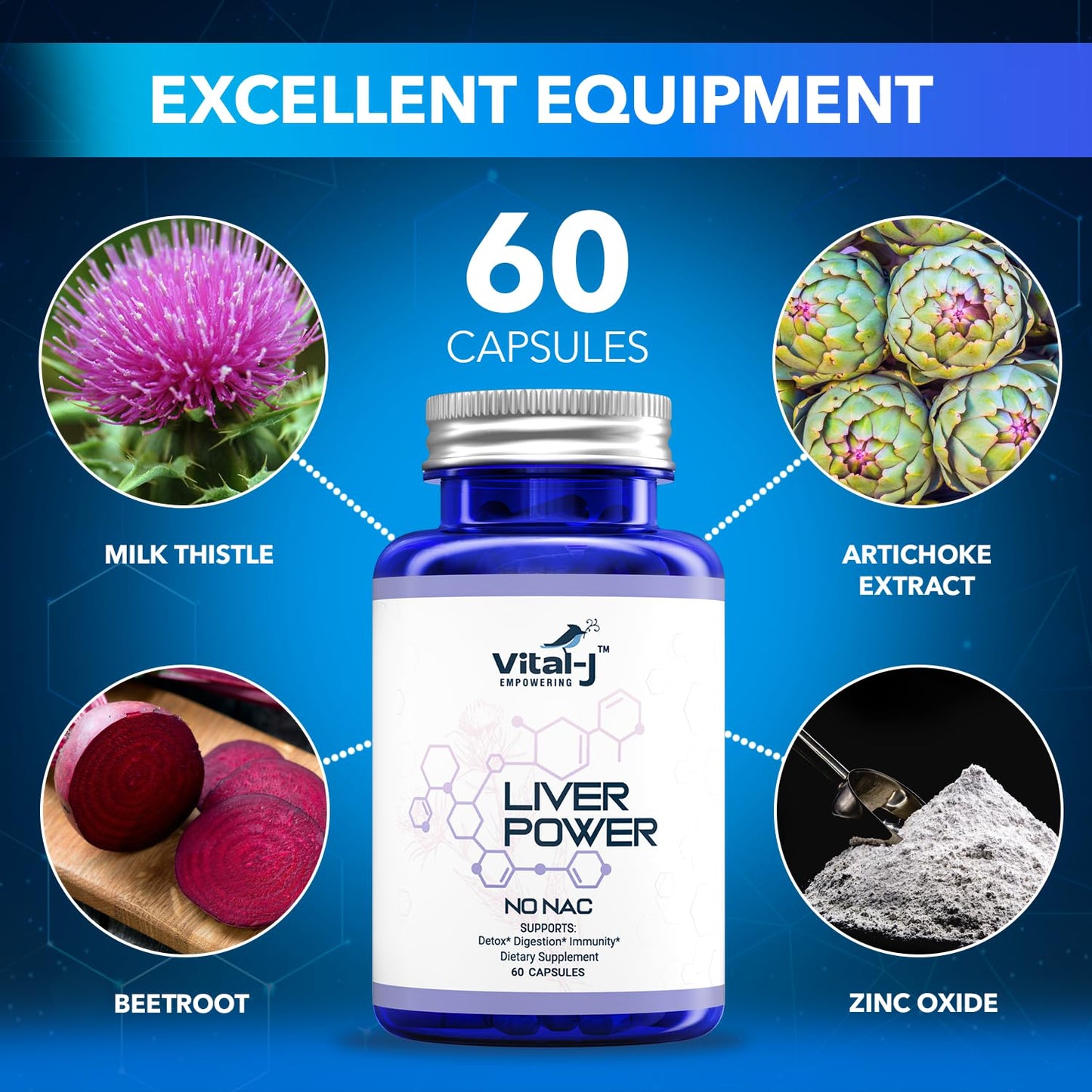 Vital-J Empowering 21-IN-1 Liver Support Supplement, 120 Capsules