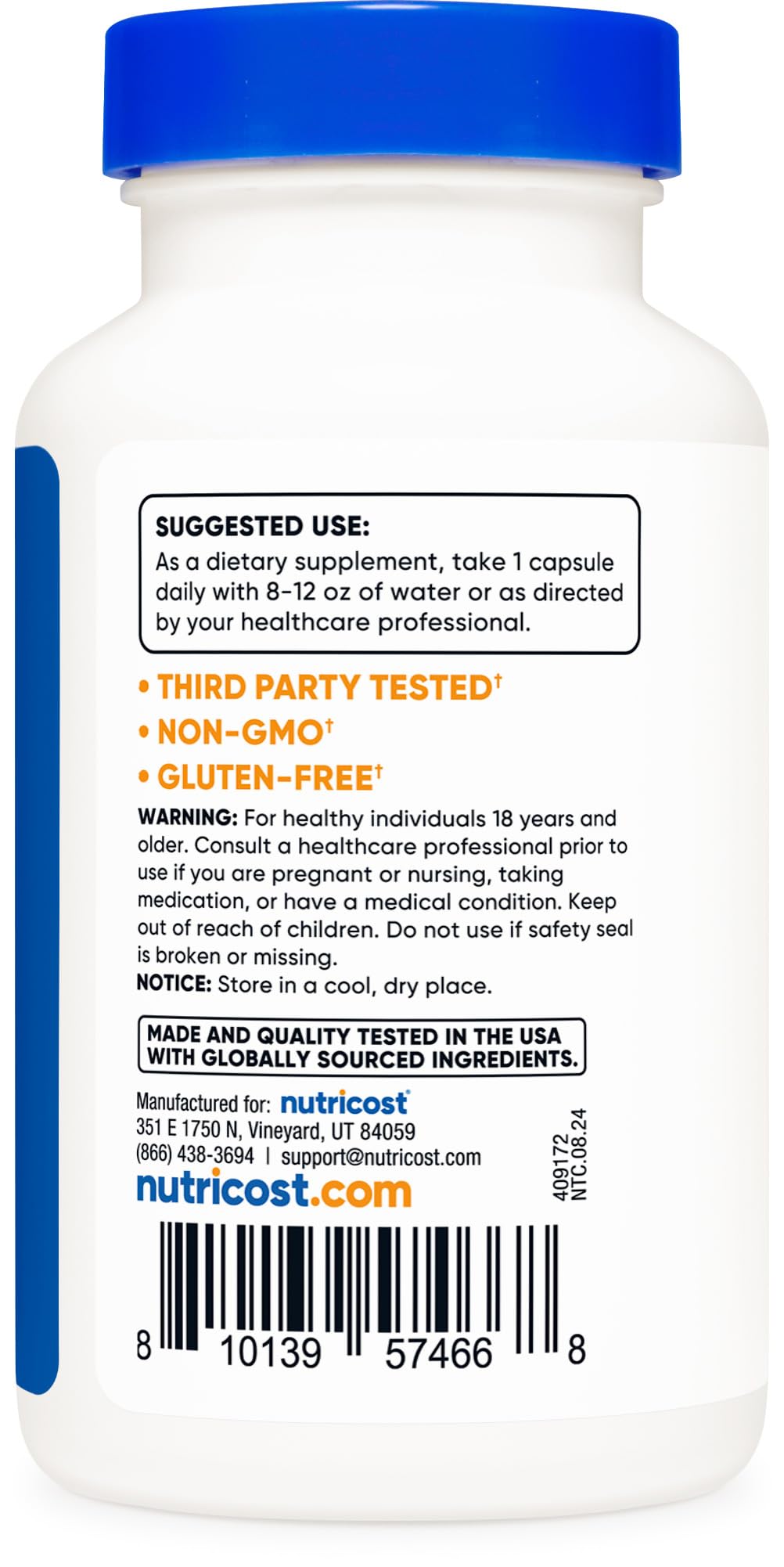 Nutricost Lactobacillus Acidophilus (2 Billion CFU) Capsule, 120 Count