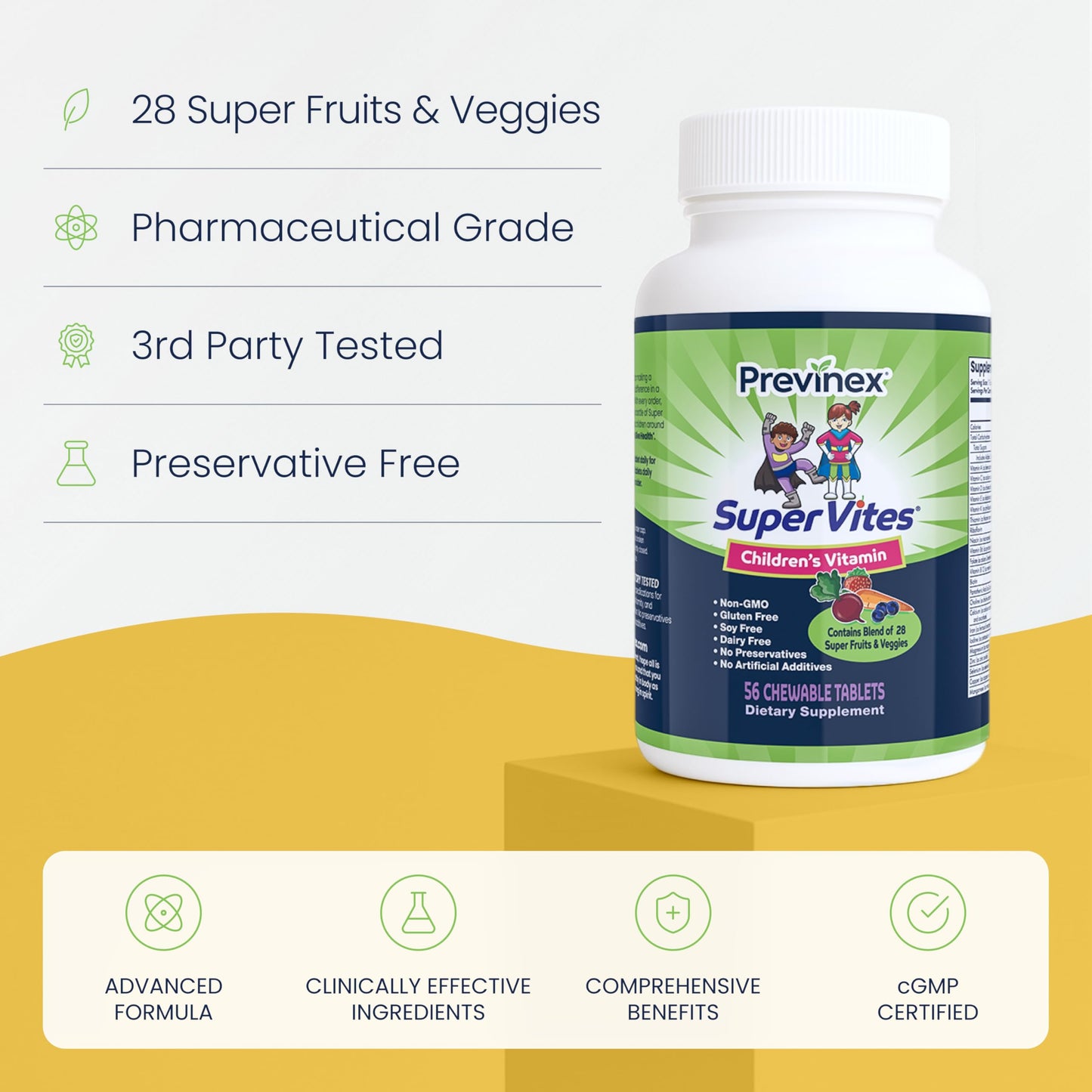 Previnex Super Vites Multivitamin for Kids Chewable, 56 Tablets