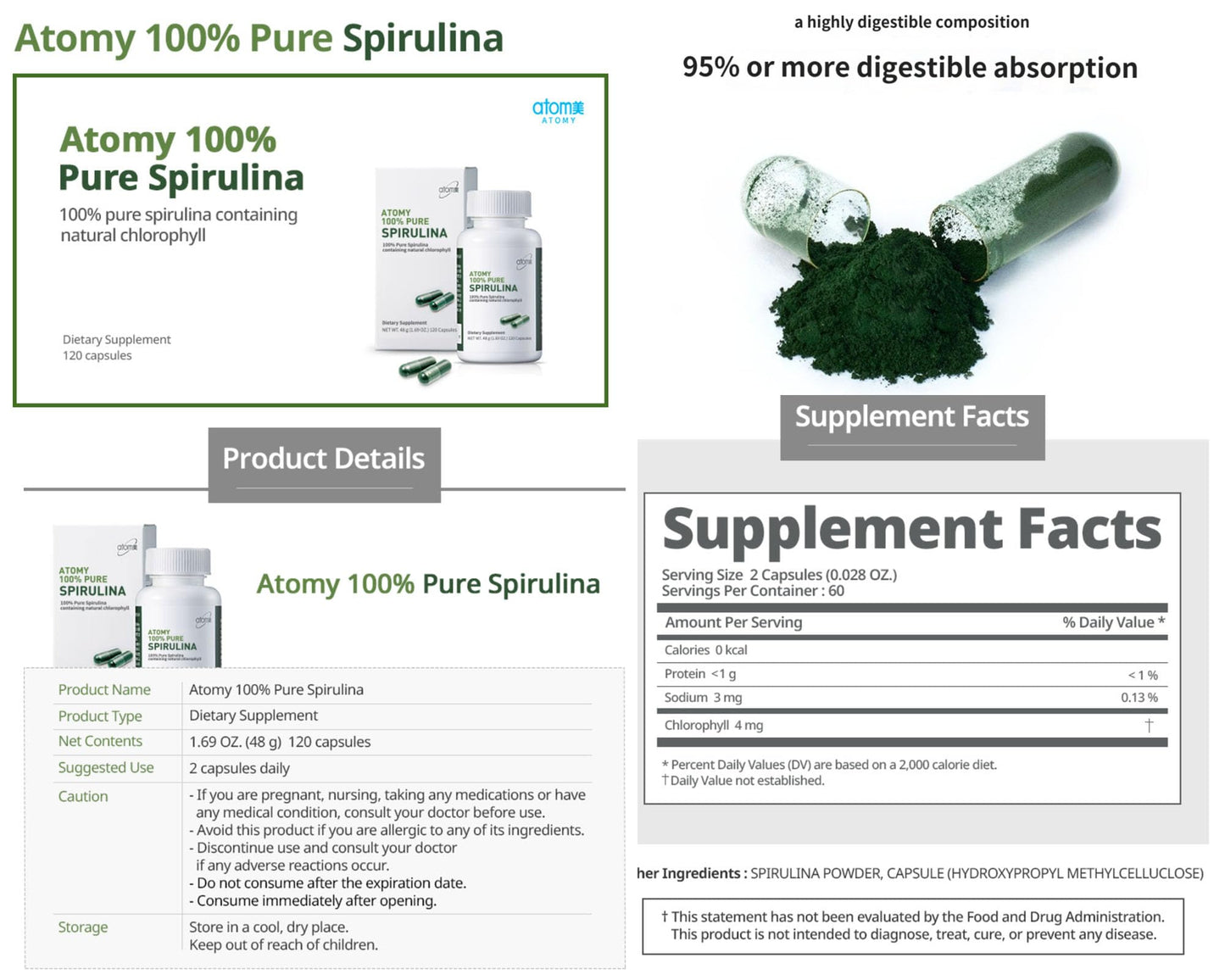 Generic Spirulina 120 Capsules