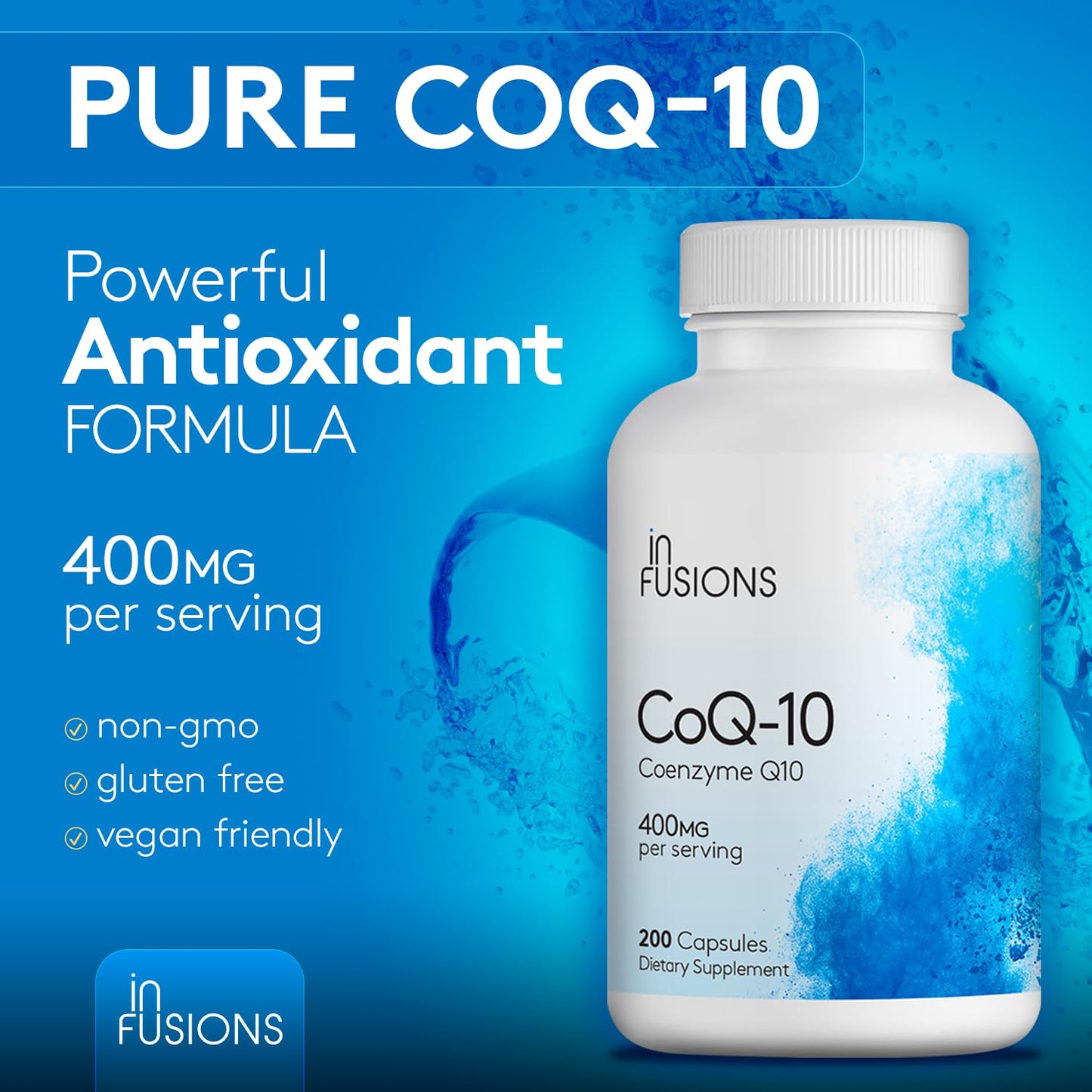 Infusions International CoQ10 400mg Pure Extra Strength Capsule 200 Count