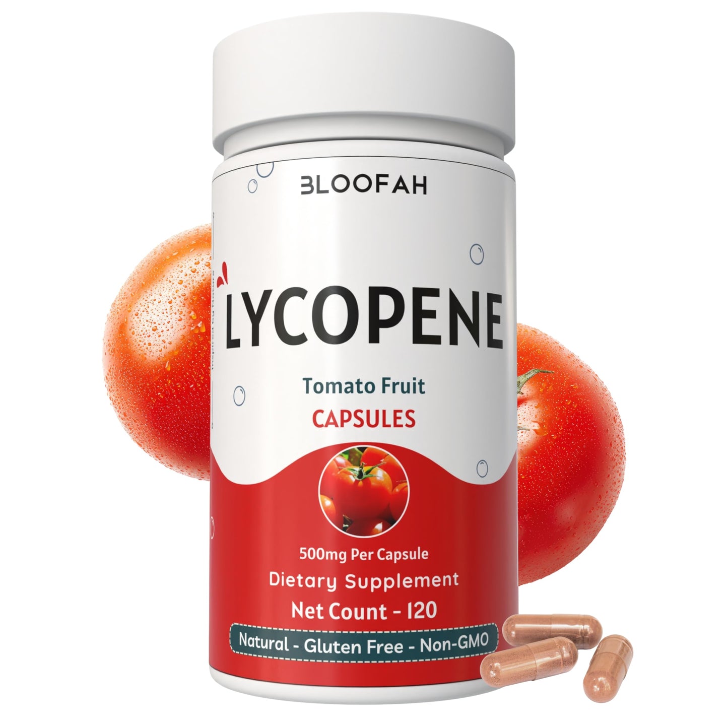 Bloofah Lycopene Supplement Capsules 500mg, 120 Count