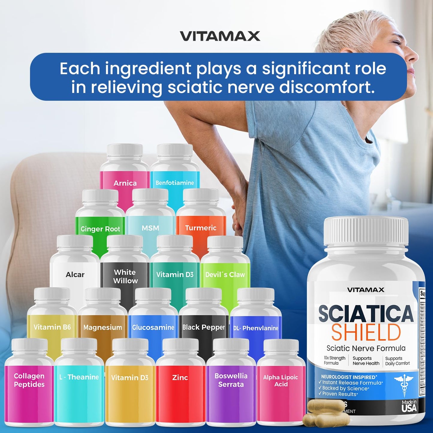 Vitamax Sciatic Nerve Health Support Supplement Capsule, 60 Count