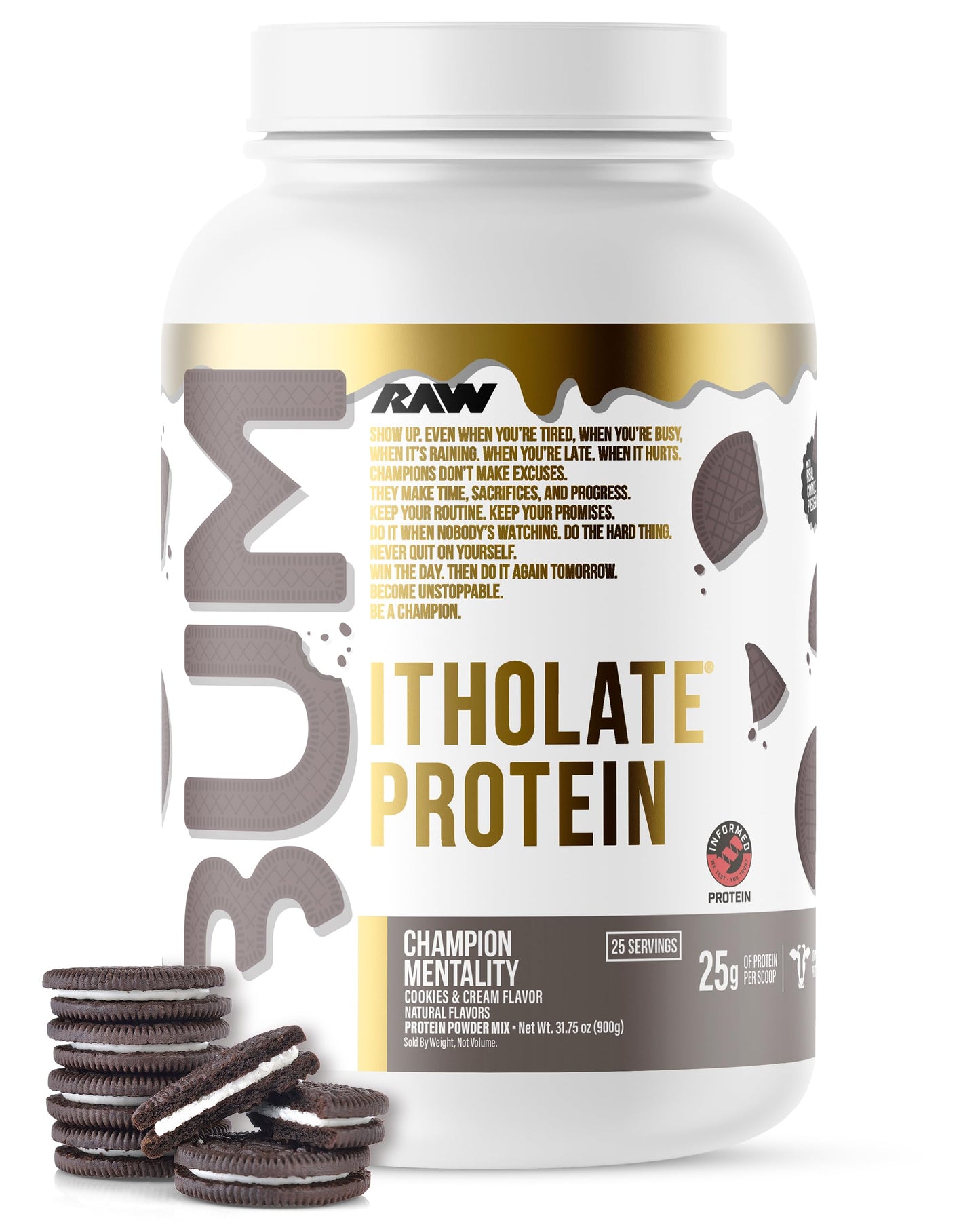 RAW Whey Isolate Protein Powder Cookies & Cream, Powder, 31.75 Ounce