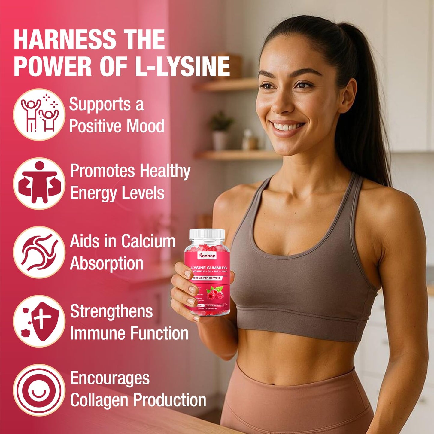 Haohan L-Lysine 1200mg Gummies, 60 Count