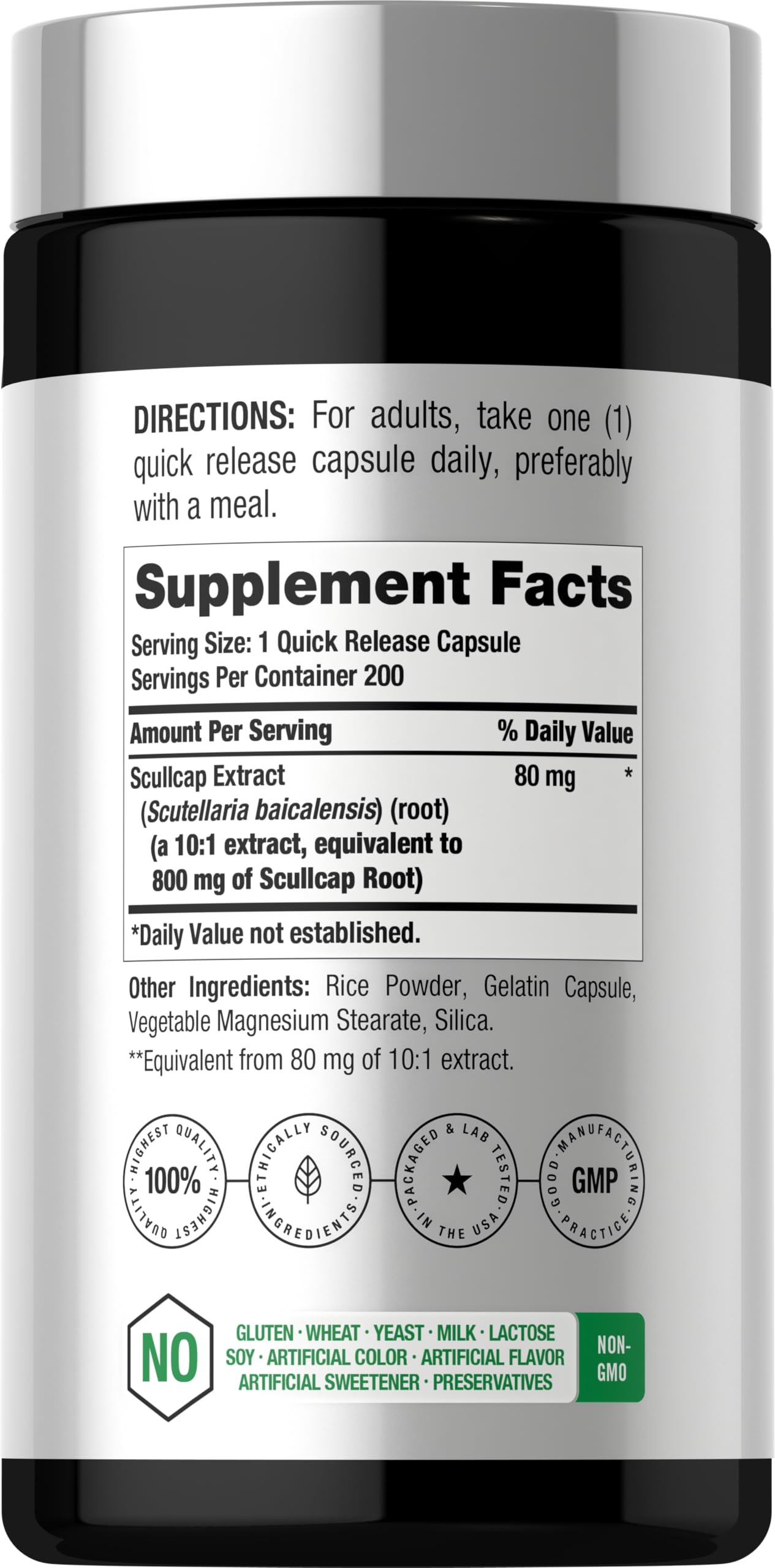 Horbäach Skullcap Herb Extract Capsules 200