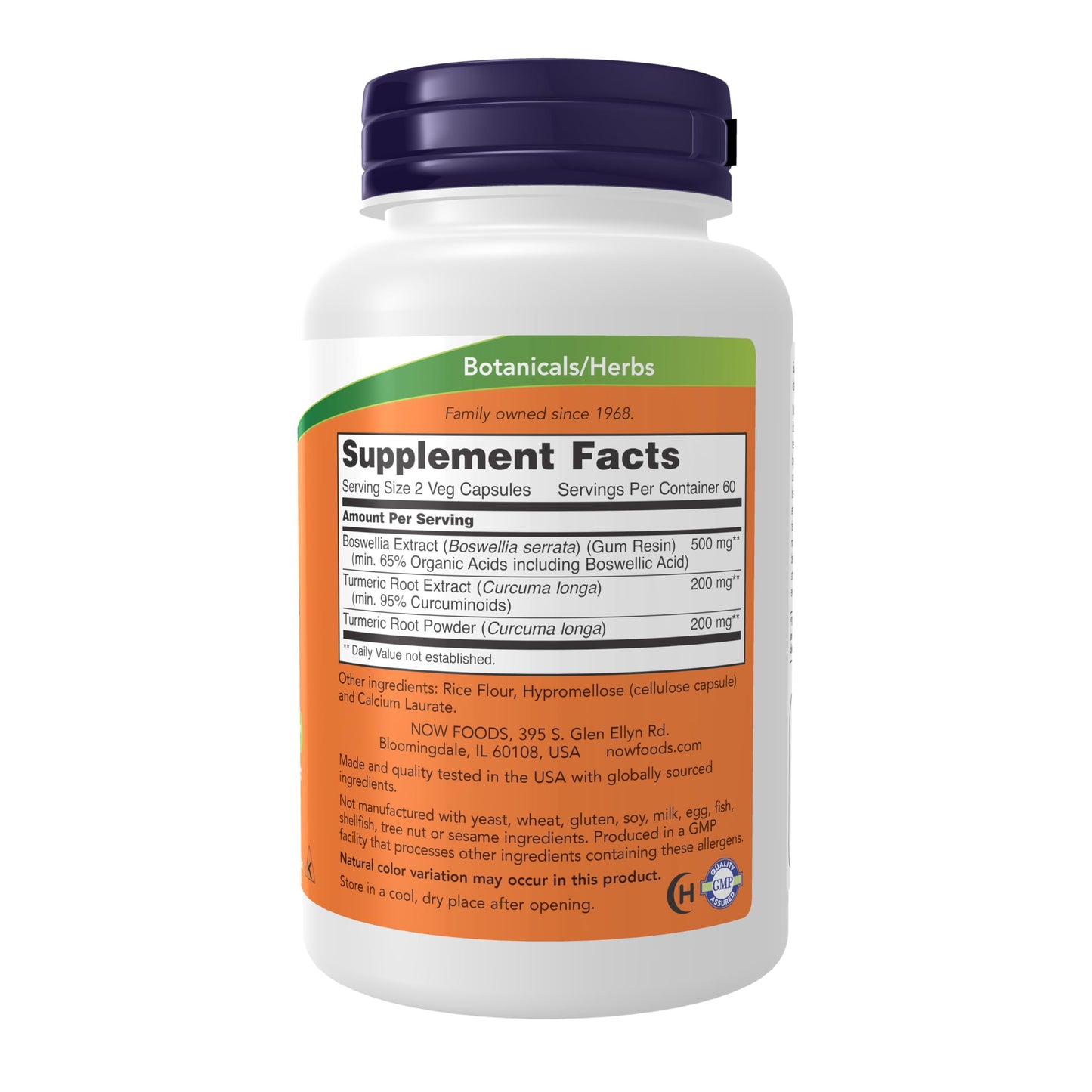 NOW Foods Boswellia Extract 250 mg, plus Turmeric Root Extract, 120 Veg Capsules