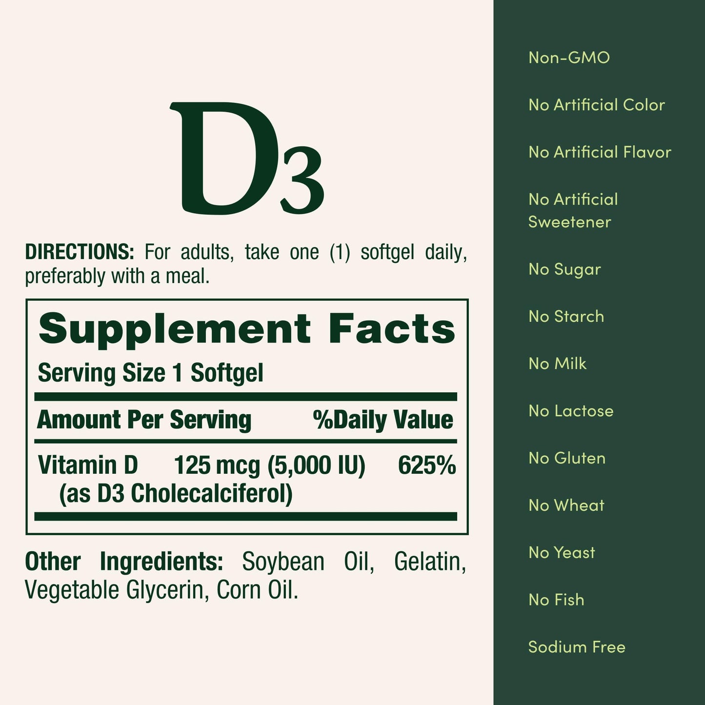 Nature's Bounty Vitamin D3 5000 IU Softgel 150 Count