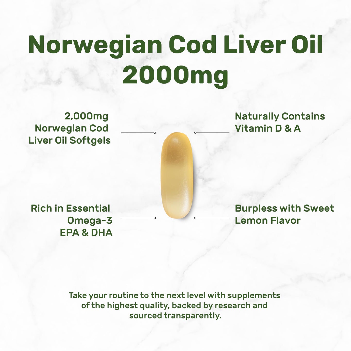 DEAL SUPPLEMENT Wild Caught Cod Liver Oil 2,000mg Per Serving Softgels, 240 Count