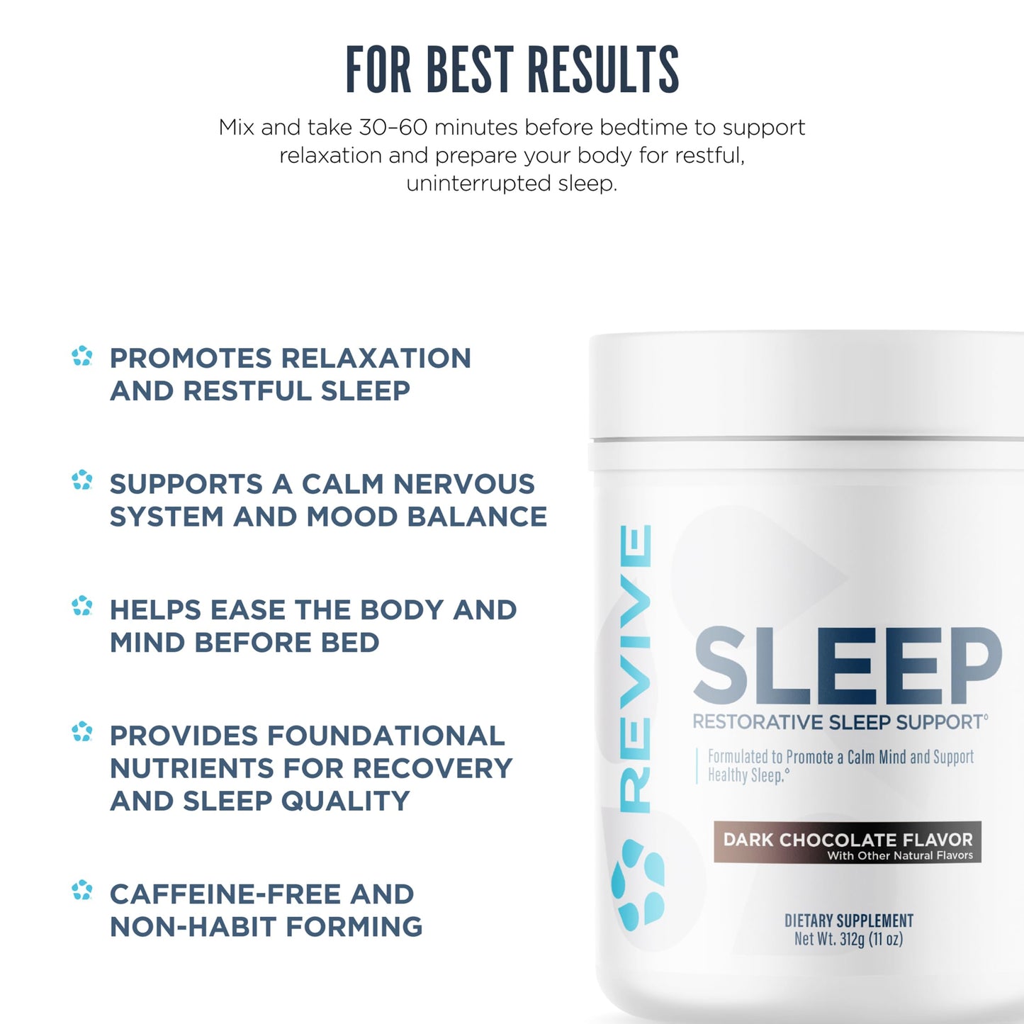 Revive Sleep Support Supplement for Adults Powder, 11 oz