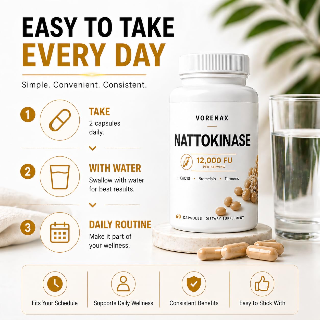 Pwkvsn VORENAX Nattokinase Capsules 60 Count
