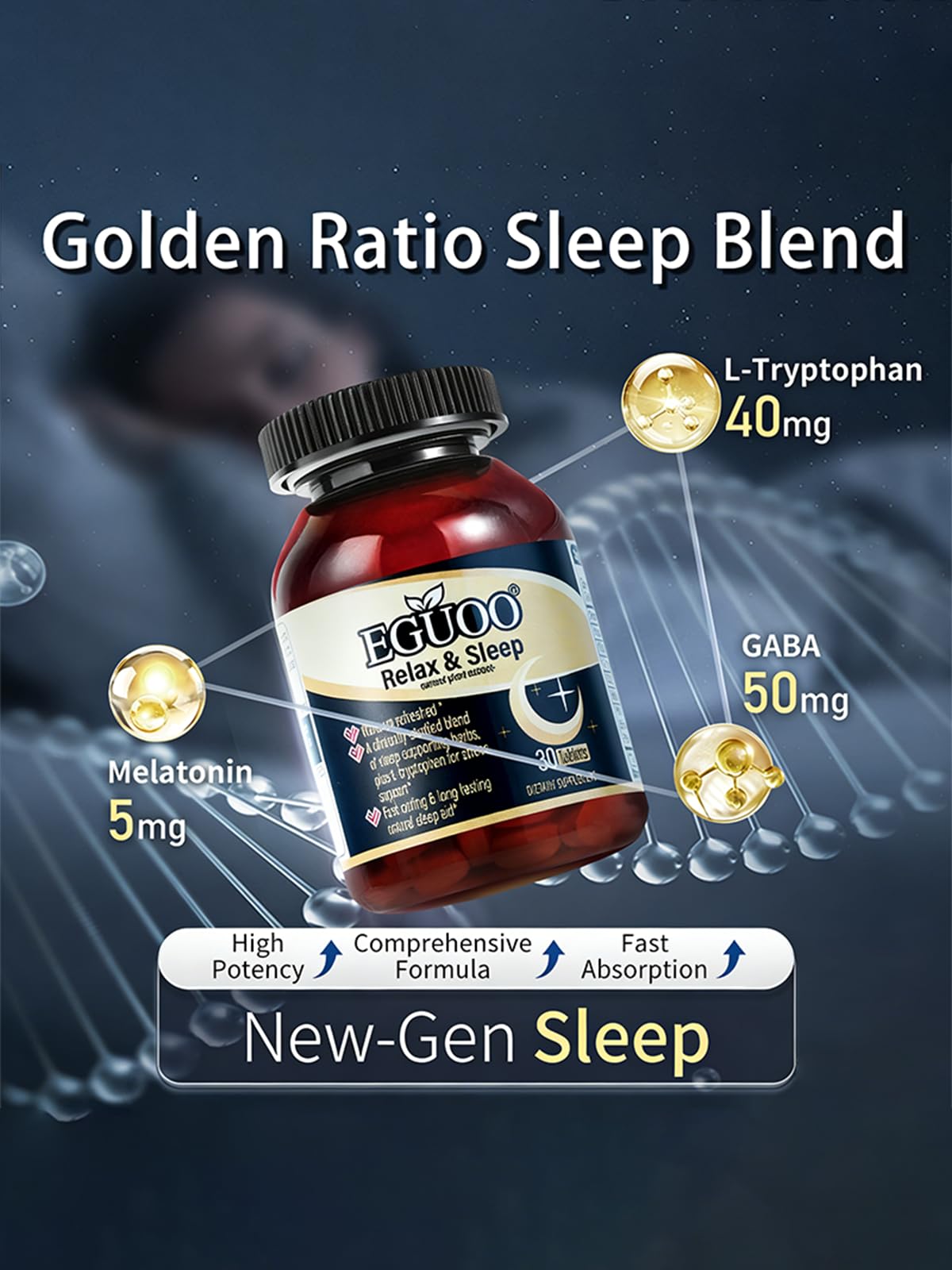 EGUOO Relax & Sleep Supplement for Adults Tablet 30 Tablets