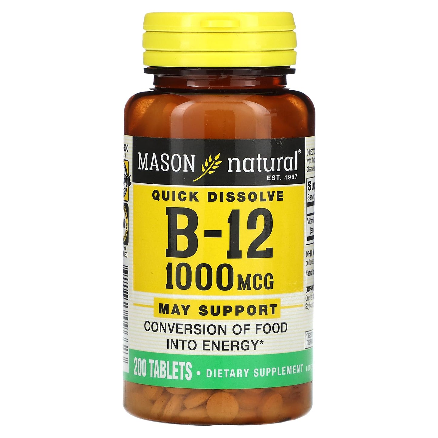 Mason Natural B-12 1000mcg Tablet, 200 ea