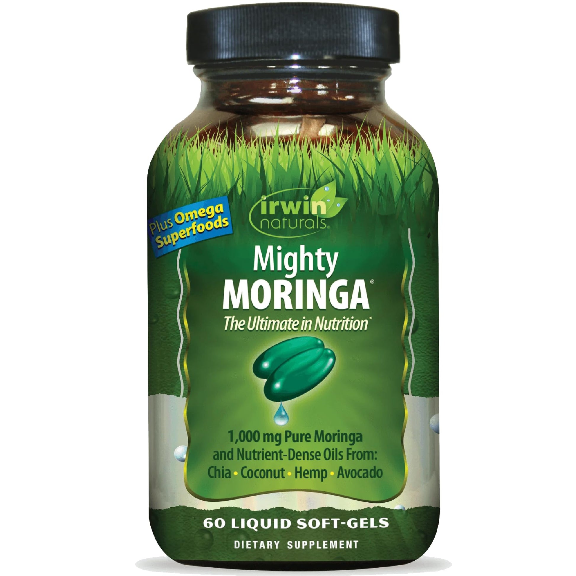 Irwin Naturals Mighty Moringa Whole-Plant Superfood & Daily Nutrient Concentrate Soft-Gels, 60 Count
