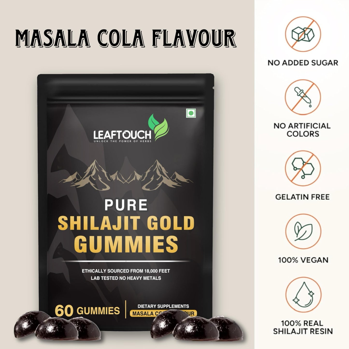 LEAFTOUCH-UNLOCK THE POWER OF HERBS Shilajit Gold Gummies 60 Gummies