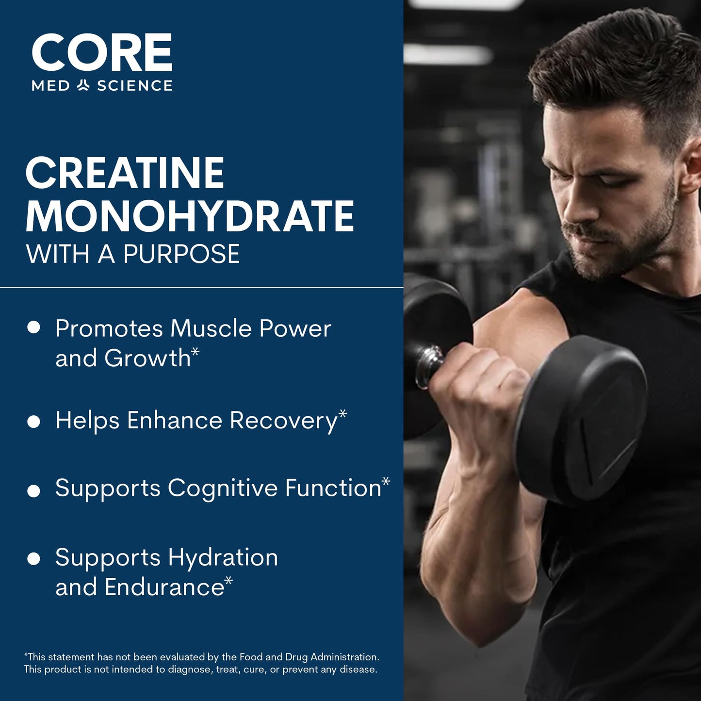 Core Med Science Creatine Monohydrate Powder, 16.52 oz