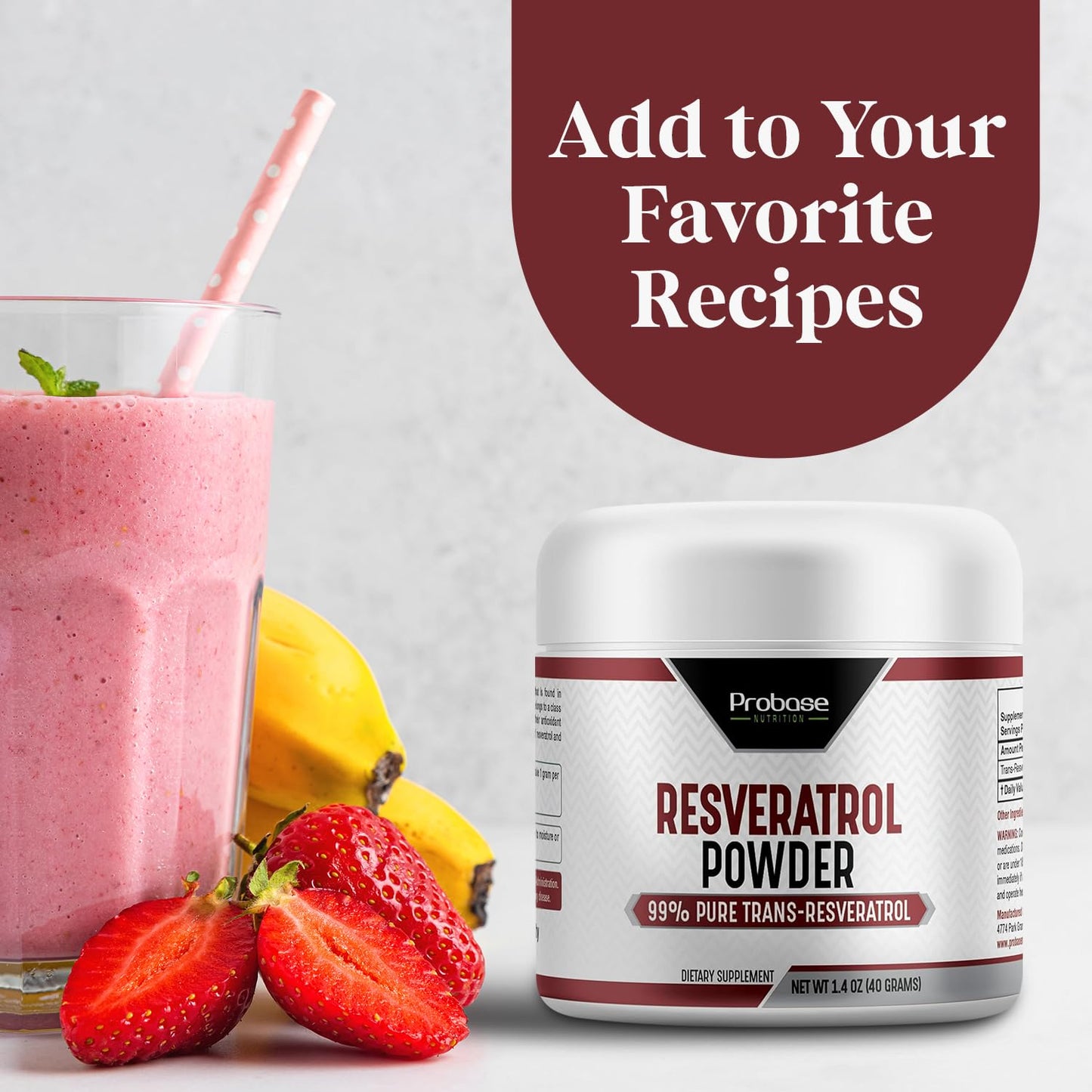 Probase Nutrition Trans Resveratrol Supplement Powder, 1.42 oz