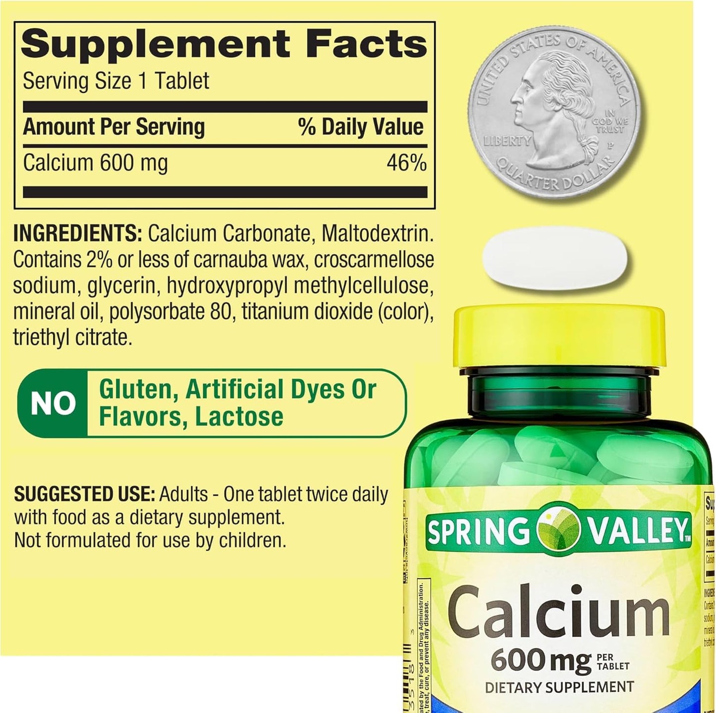 Generic Calcium 600 mg Tablet, 100 Tablets
