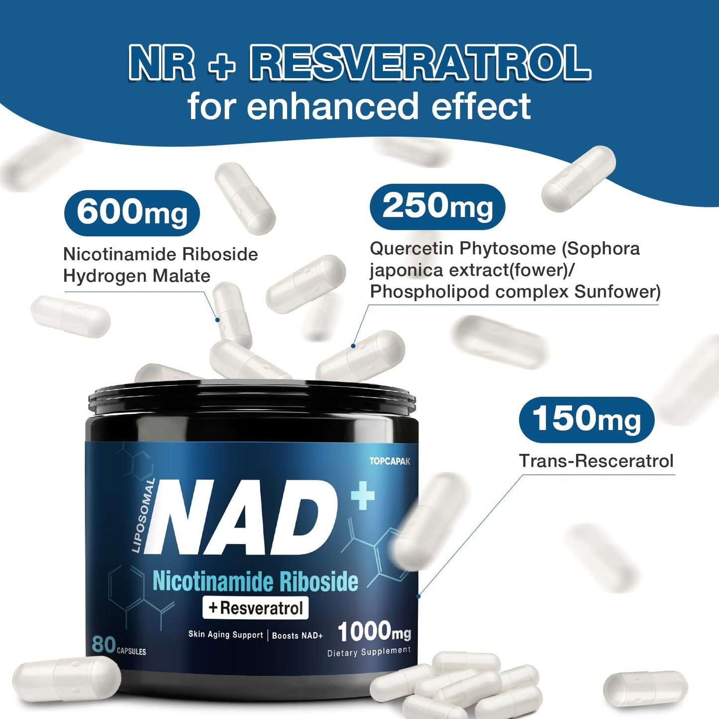 TOPCAPAK Resveratrol Capsule, 400 Capsules
