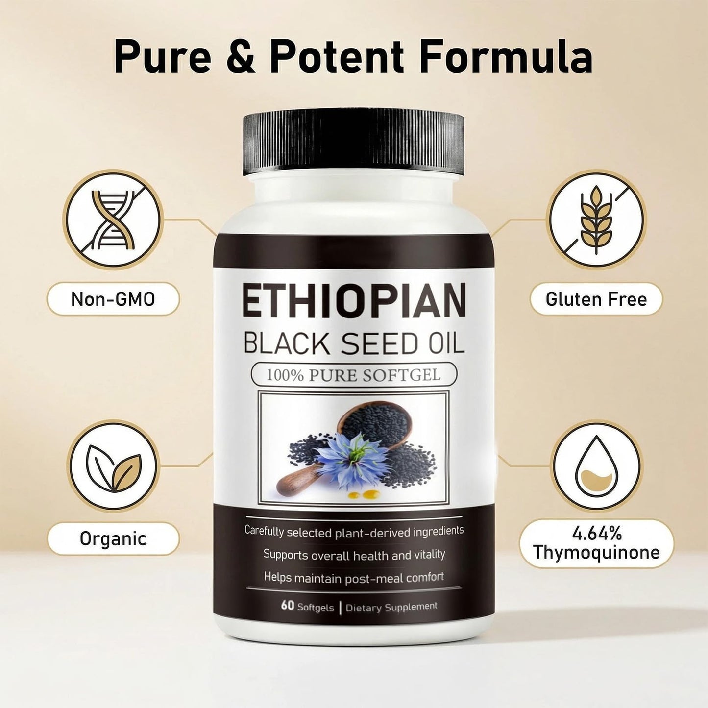PBZPBZ Ethiopian Black Seed Oil Softgels, 60 Count