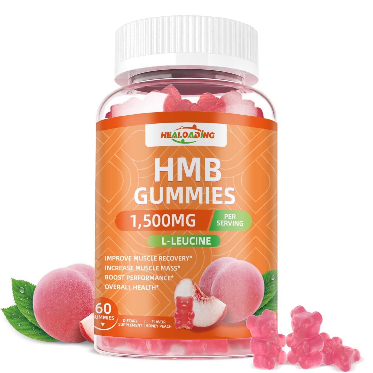 HEALOADING HMB and Leucine Gummies, 60 Gummies
