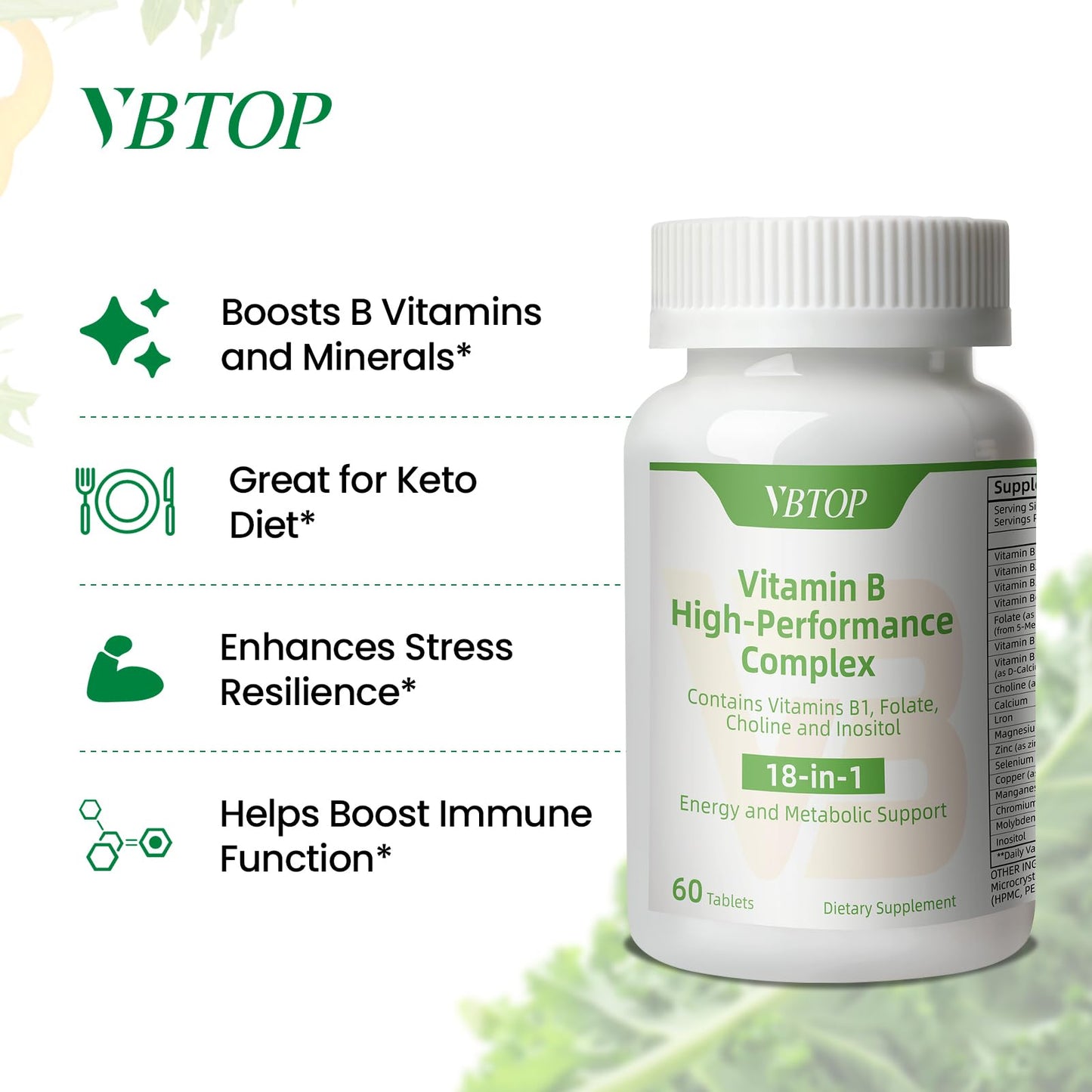 VBTOP Vitamin B Complex Tablets 120 Tablets