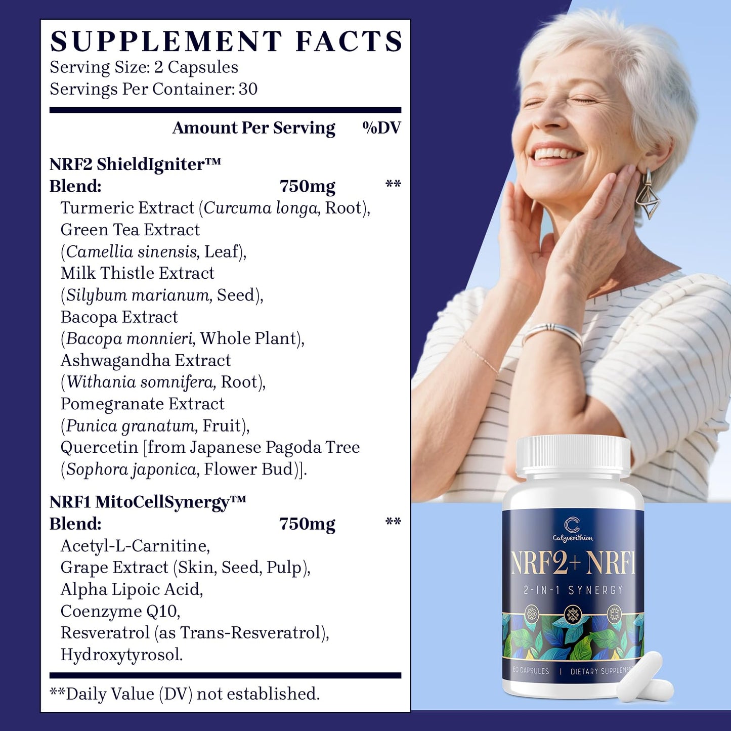 Calyverithion NRF1 & NRF2 Supplement 1500mg Capsule, 120 Capsules