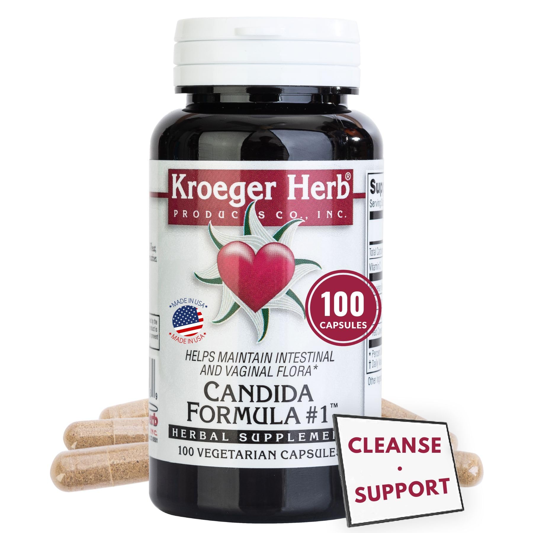 Kroeger Herb Products Candida Formula No 1 Capsules, 100 Count