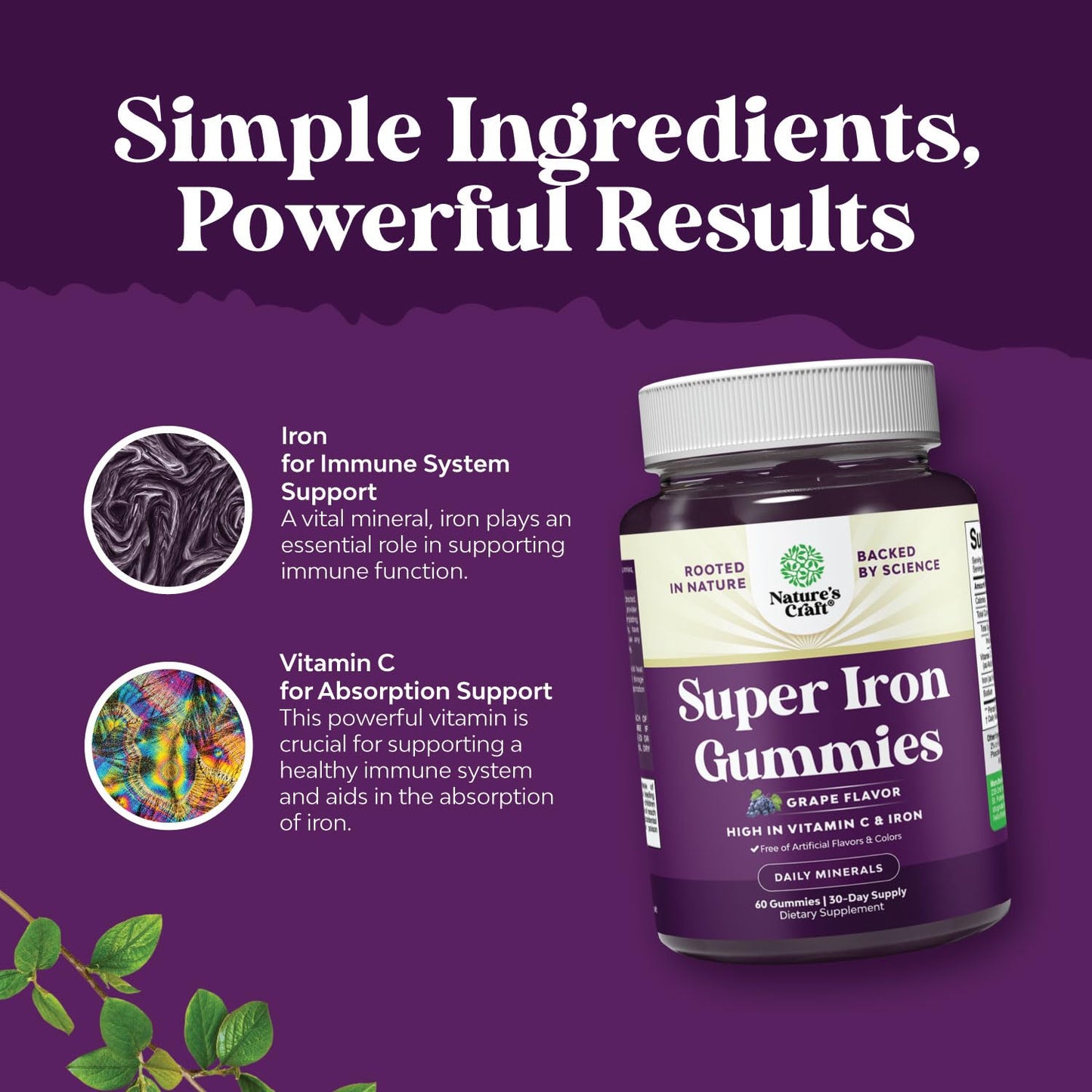 Natures Craft Extra Strength Iron Gummies 60 Count