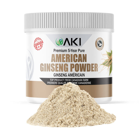 AKI ORGANIC American Ginseng Powder with 4% Ginsenosides, 4 oz