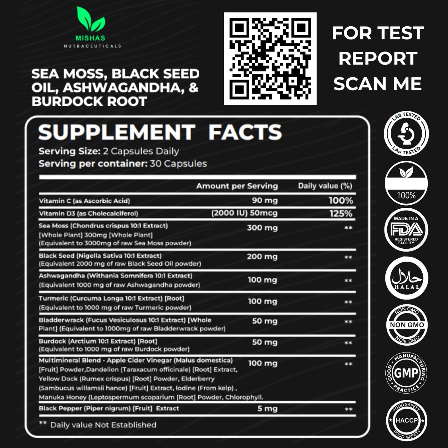 Mishas Sea Moss Blend Capsules 60 Count