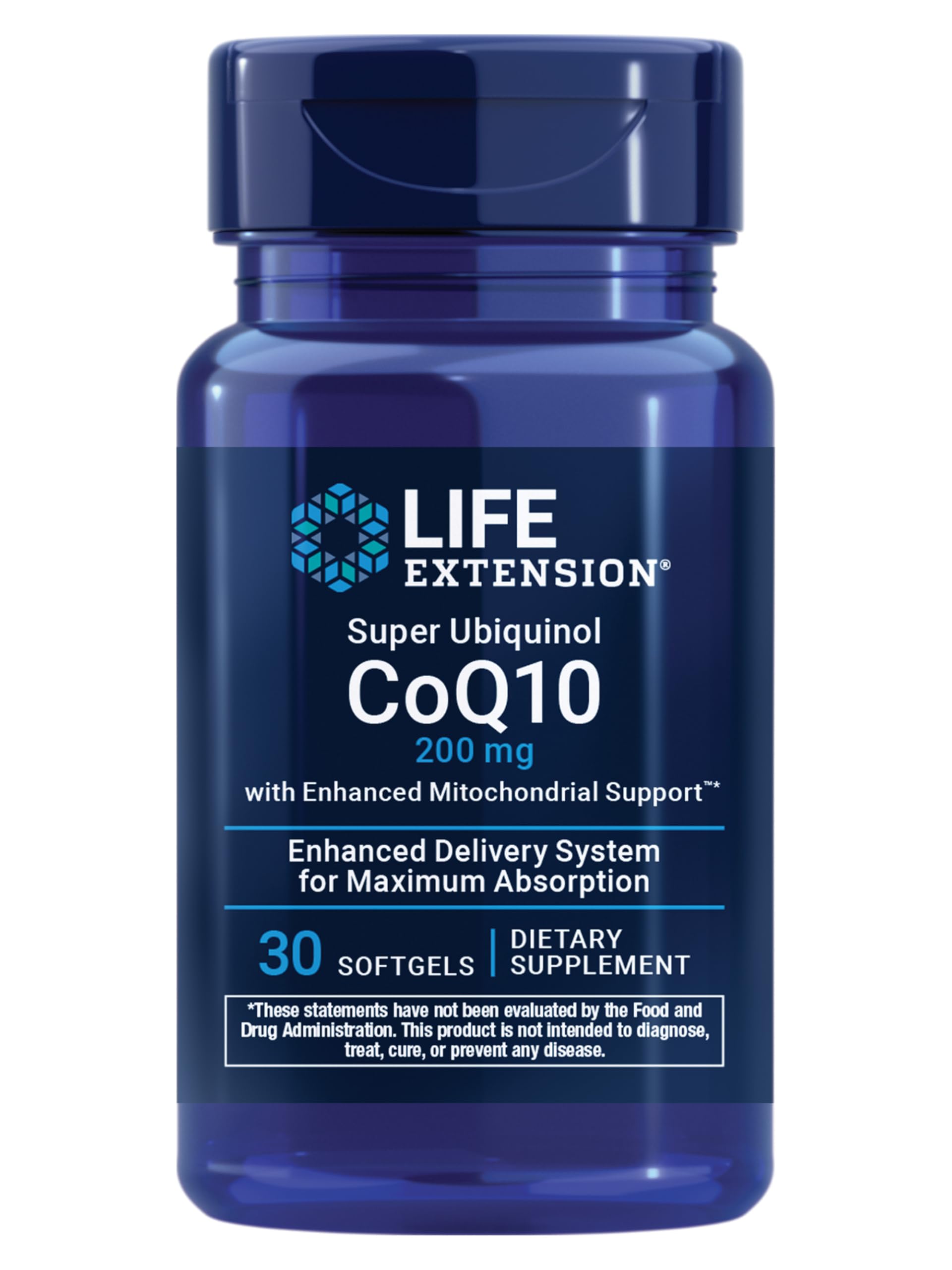 Life Extension Super Ubiquinol CoQ10 with Enhanced Mitochondrial Support – 200 mg, Shilajit – Promotes Heart Health, Cell Energy, Oxidative Stress – Gluten-Free, Non-GMO Softgels, 30 Count