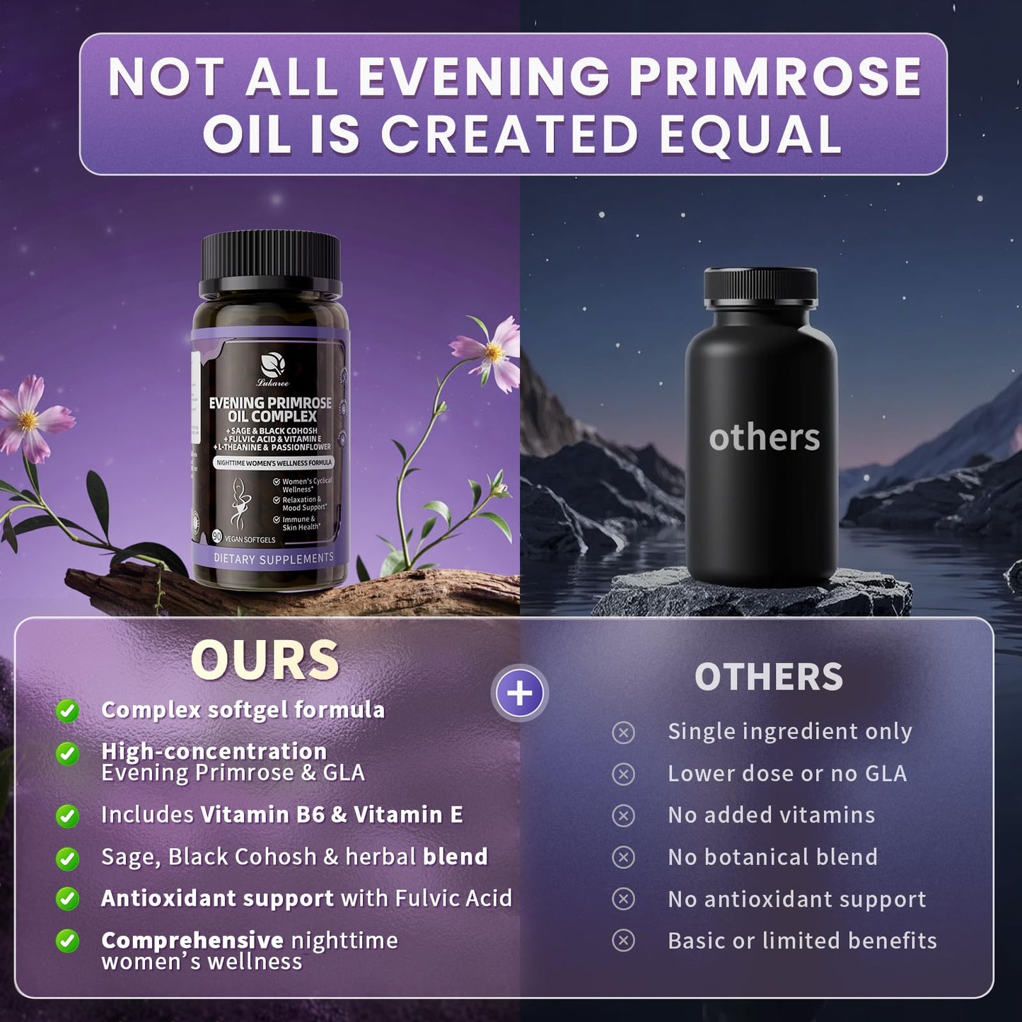 Lukaree Evening Primrose Oil Complex for Women Softgels 180 Count