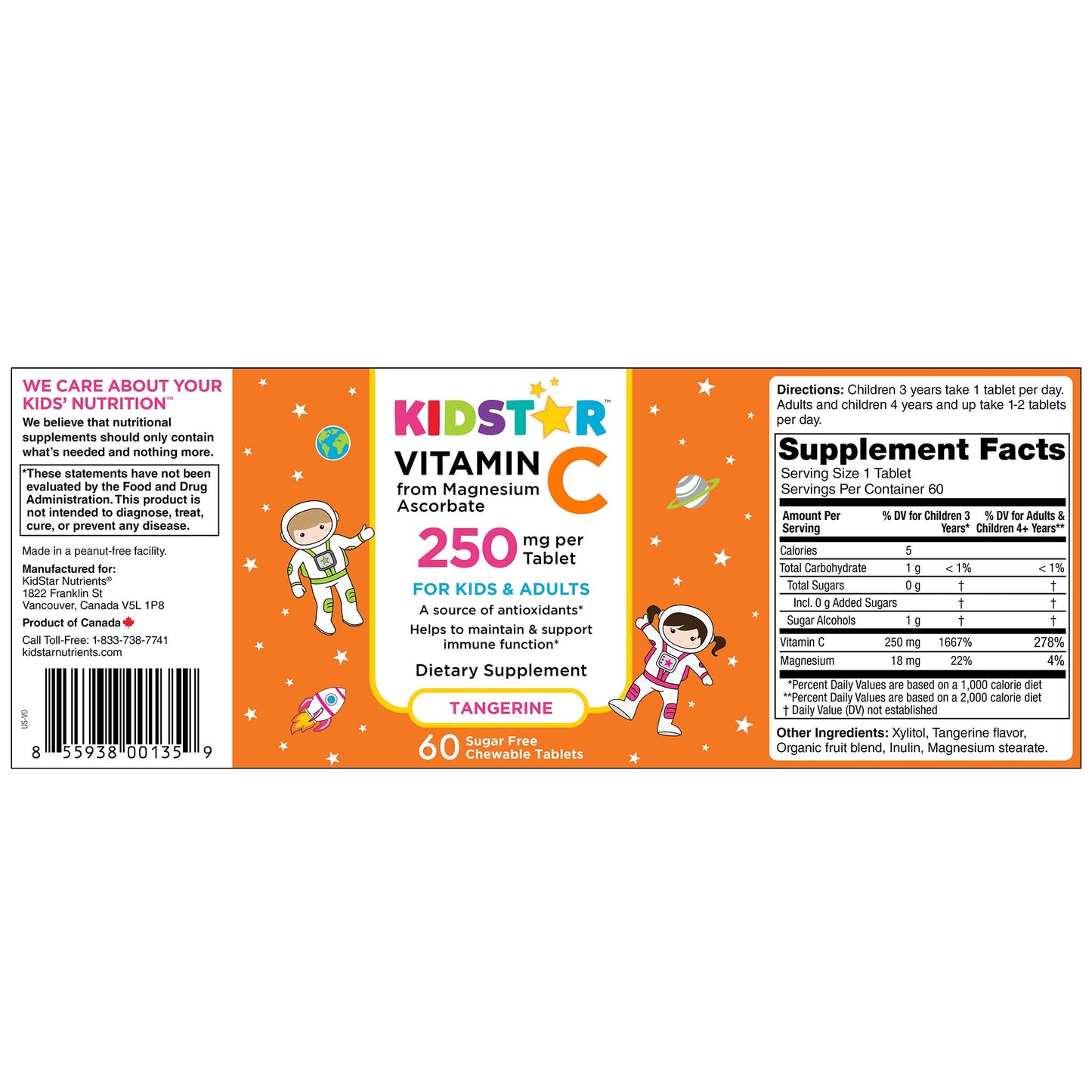 KidStar Nutrients Vitamin C Tablet, 60 Count