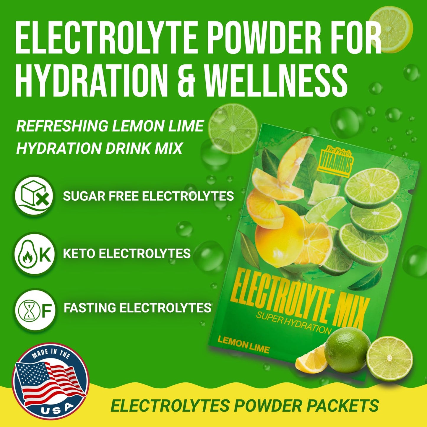 Dr. Price's Vitamins Electrolytes Powder Packets, 30 Pack