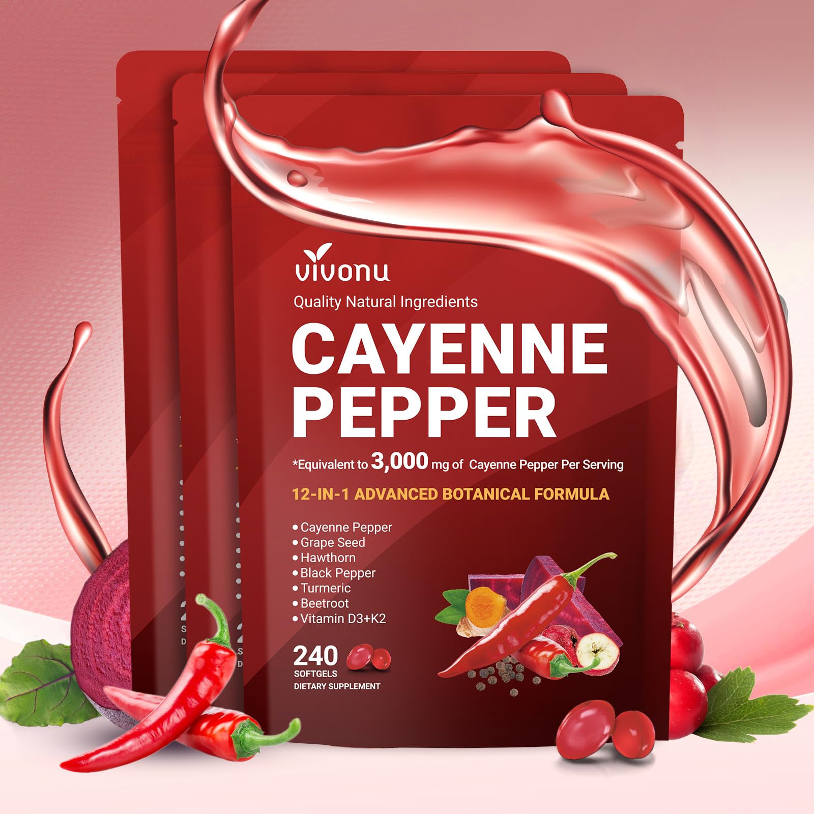 VivoNu Cayenne Pepper Capsule, 240 Capsules