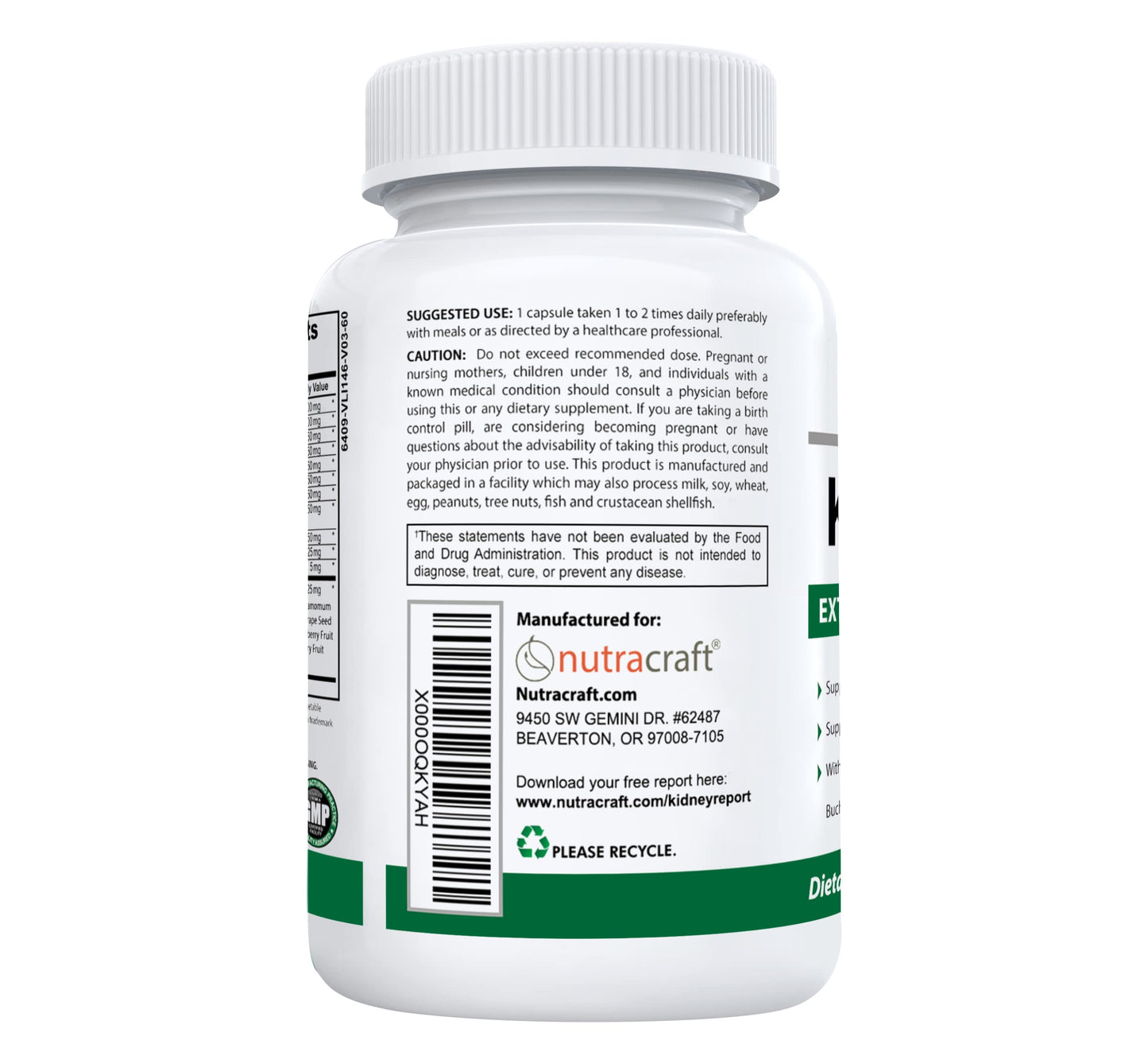Nutracraft KidneyKind #1 Kidney Support and Detox Supplement Capsules, 60 Count
