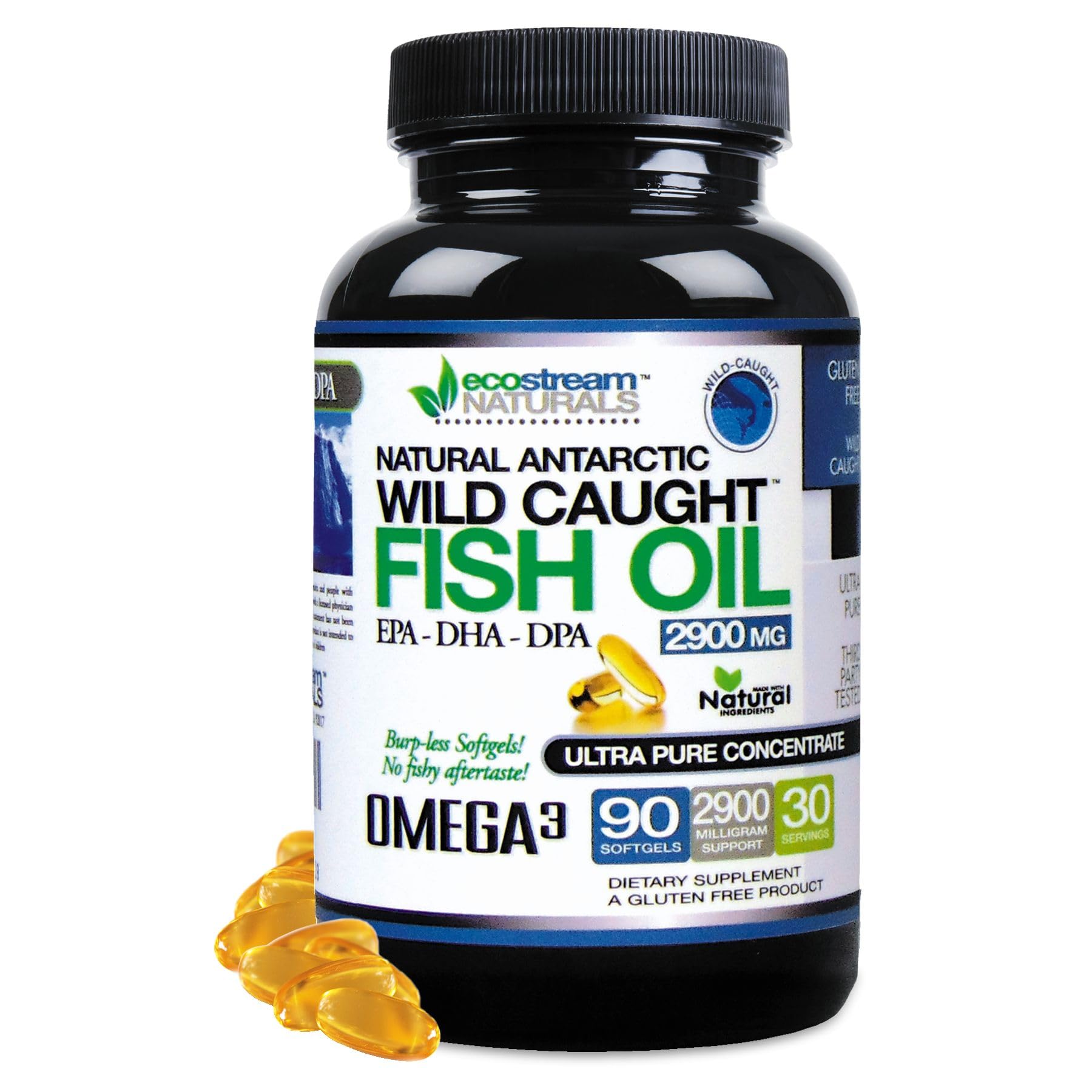 ecostream Naturals Antarctic Wild Caught Omega-3 Fish Oil Softgel 90 Count