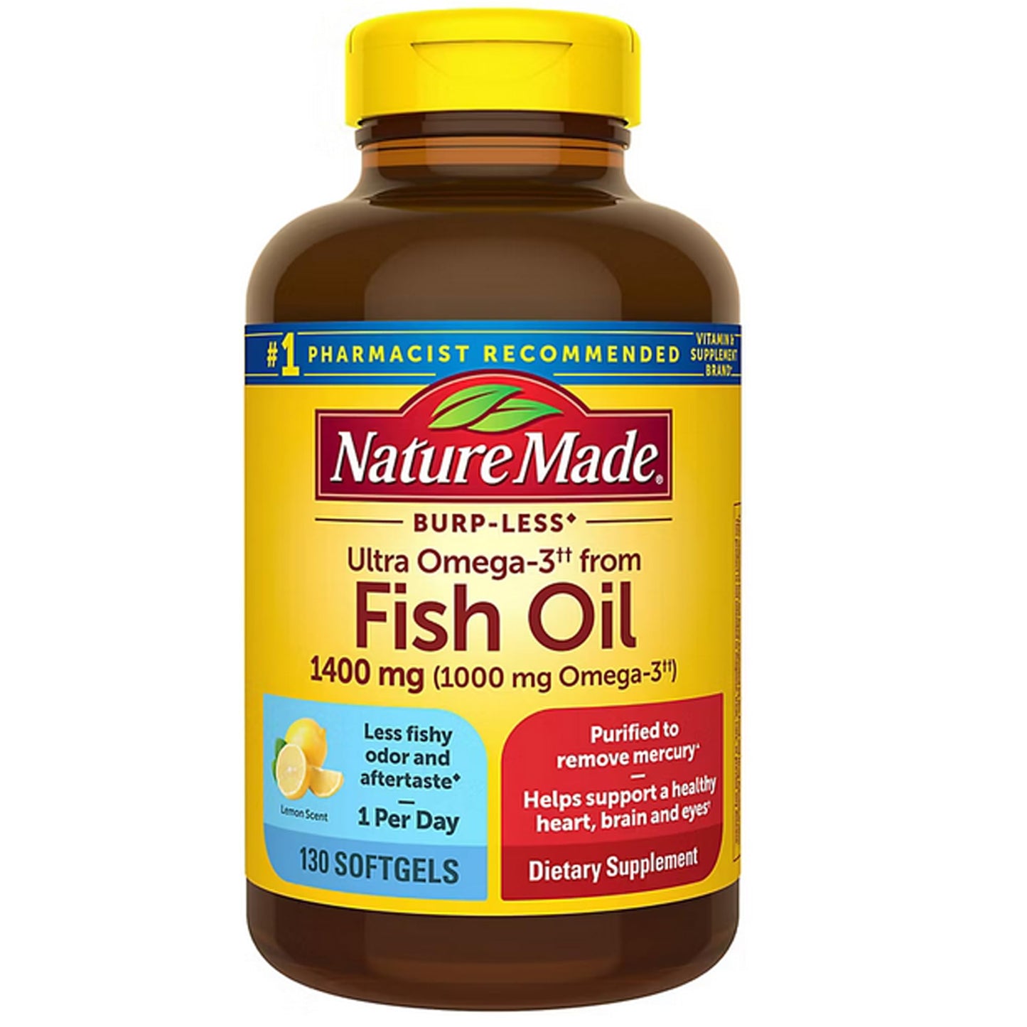 Nature Made Ultra Omega-3 Burpless Fish Oil Softgels 130 Ct